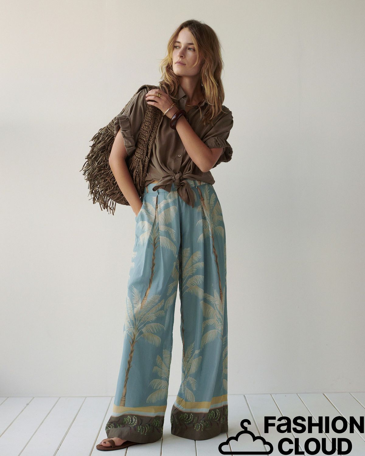 Summum Woman Trousers Palmtree print single borde 4s2993-12451 431