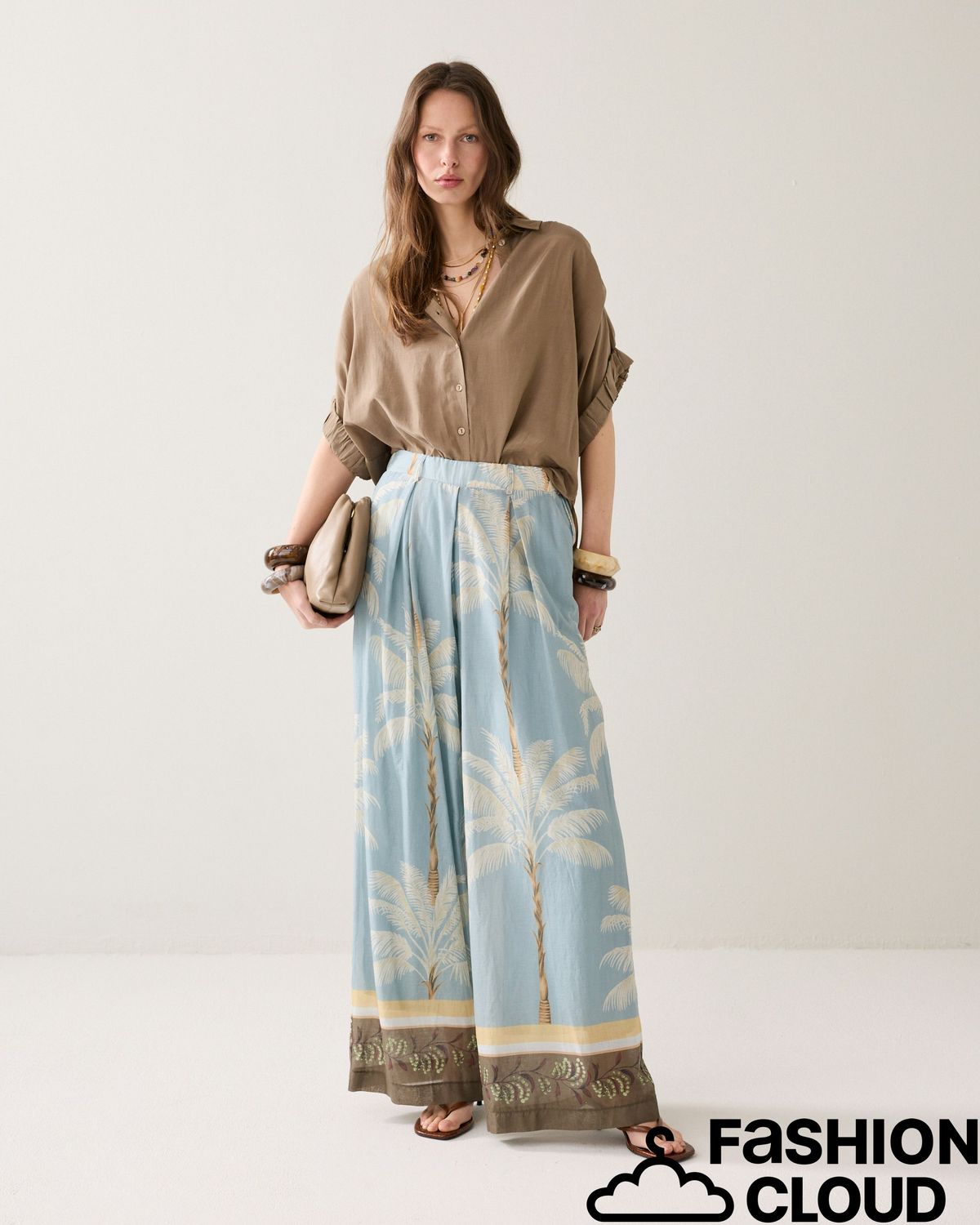 Summum Woman Trousers Palmtree print single borde 4s2993-12451 431