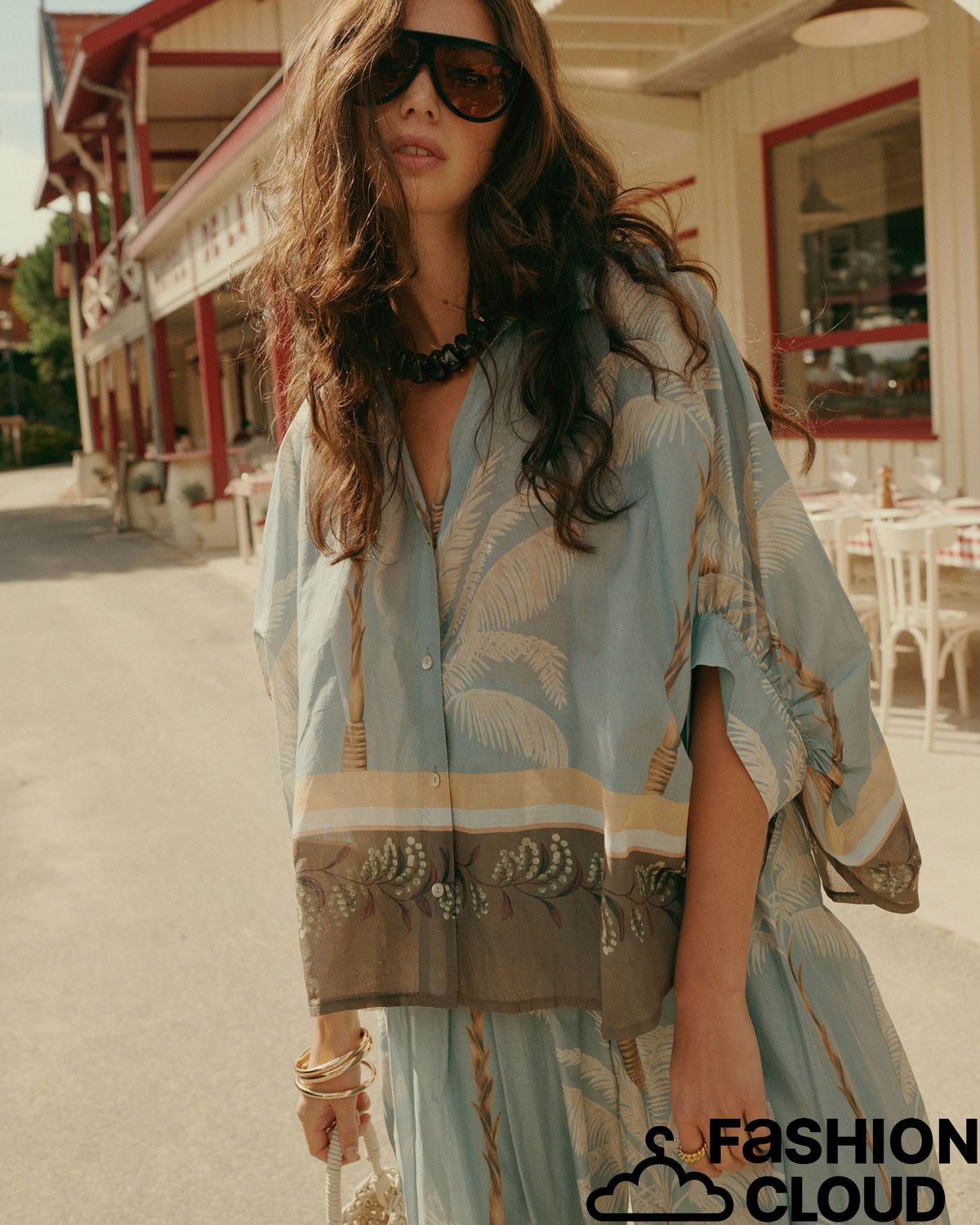 Summum Woman Blouse Palmtree print 2s3496-12451 431 Summum Woman Blouse Palmtree print 2s3496-12451 431