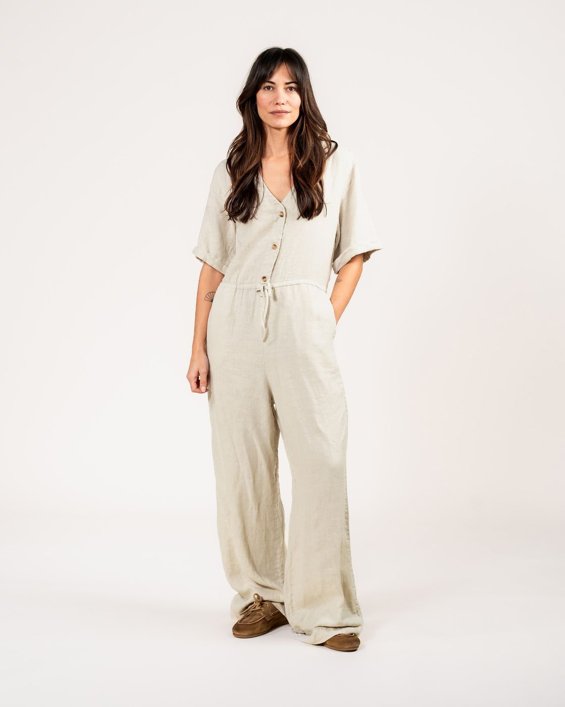 Kuyichi Sammie Jumpsuit 26125200 Solid Oatmeal