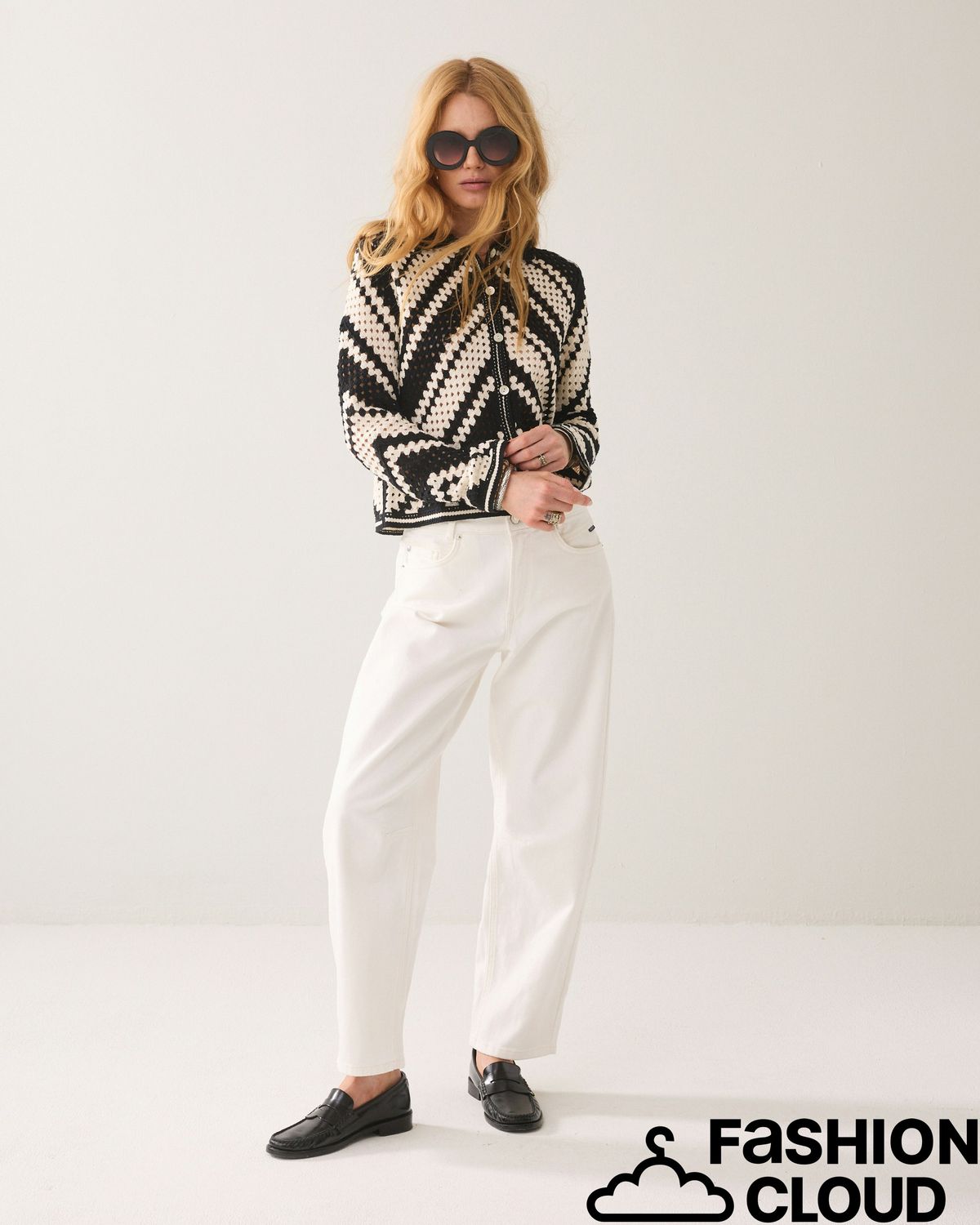 Summum Woman Cardigan short Striped Crochet knit 7s8008-70080 990