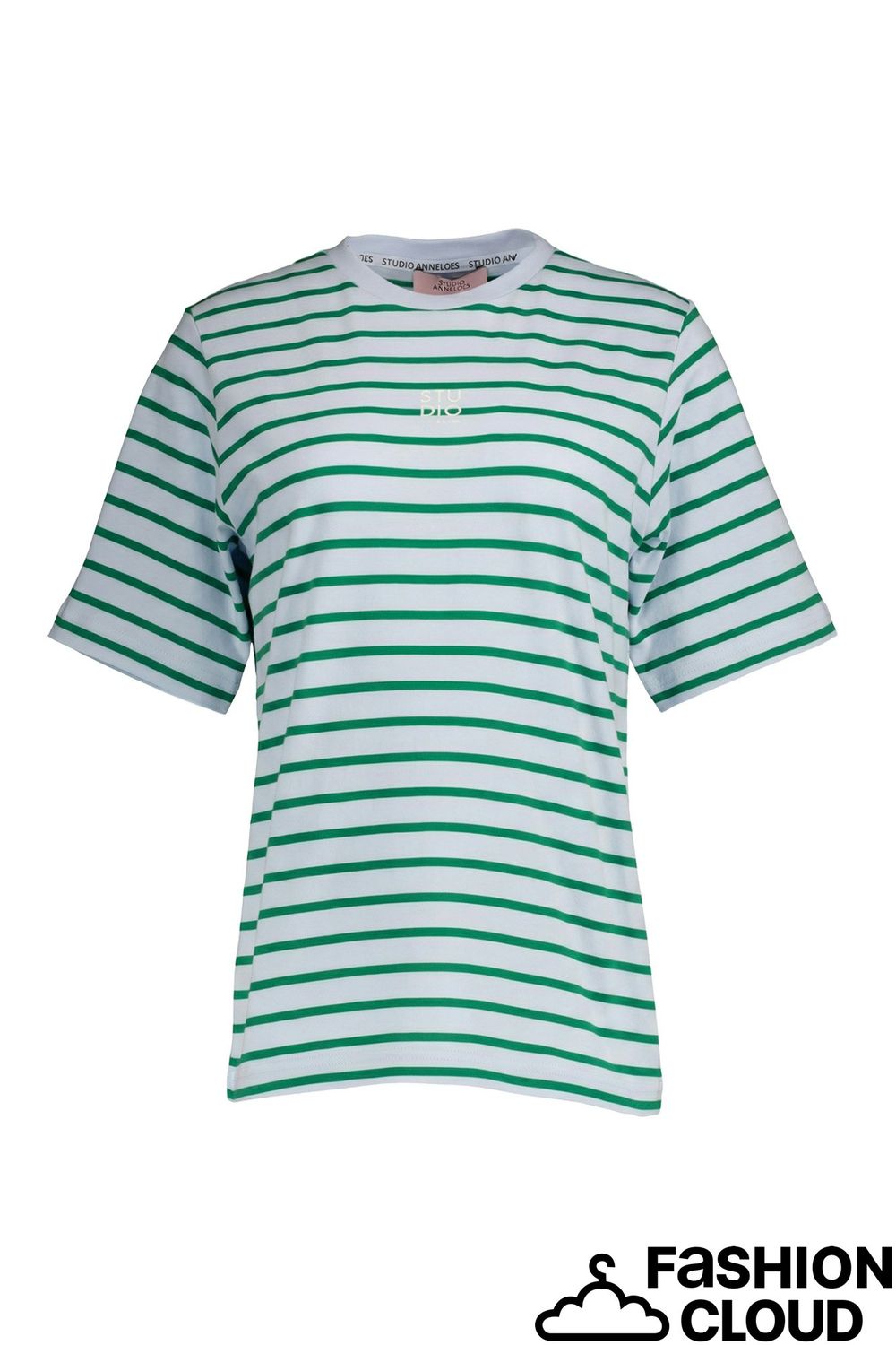 Studio Anneloes Stripe studio floor t-shirt 13778 light blue/grass green