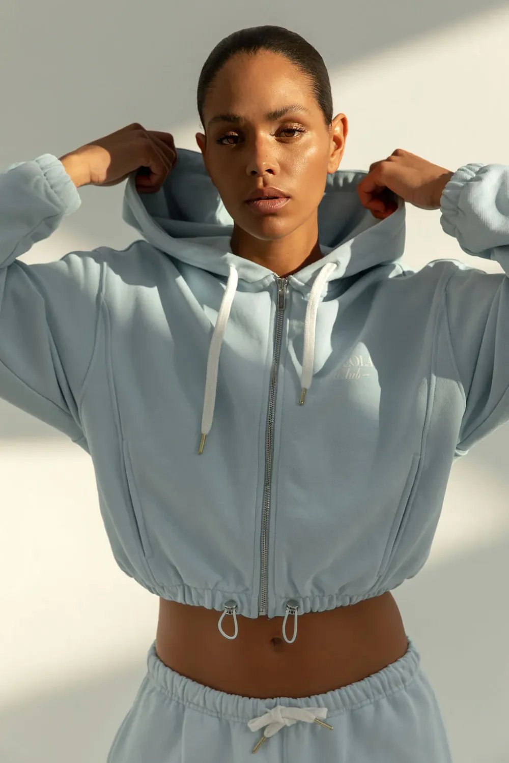 The Lola Club Ruby Zip Through Hoodie Ruby-002 Light Blue