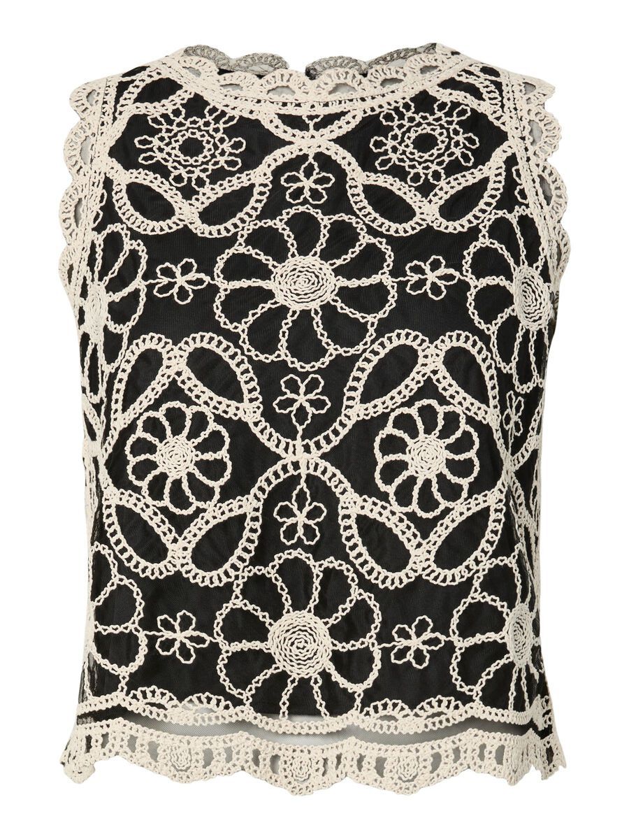 99999 - Algemene gro YASCILIA SL CROCHET TOP - FEST 26040655 Black/W. PRISTINE