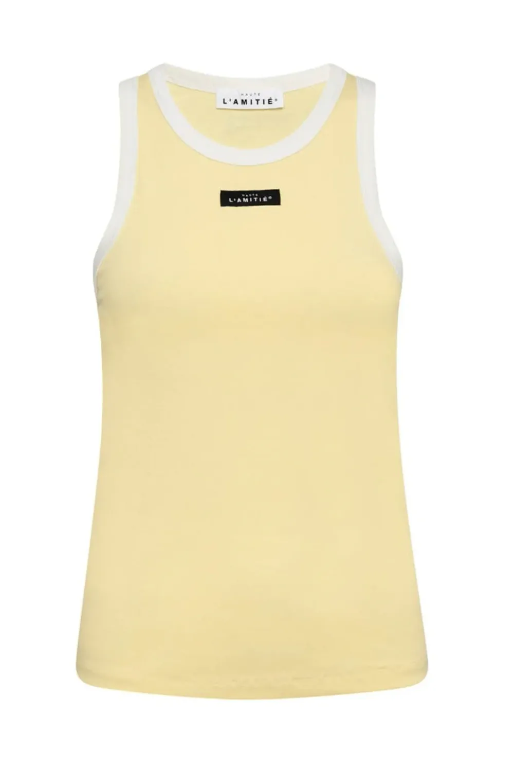 Haute L'Amitie Neckline Badge Tank HL10149 Pale Yellow/ Offwhite