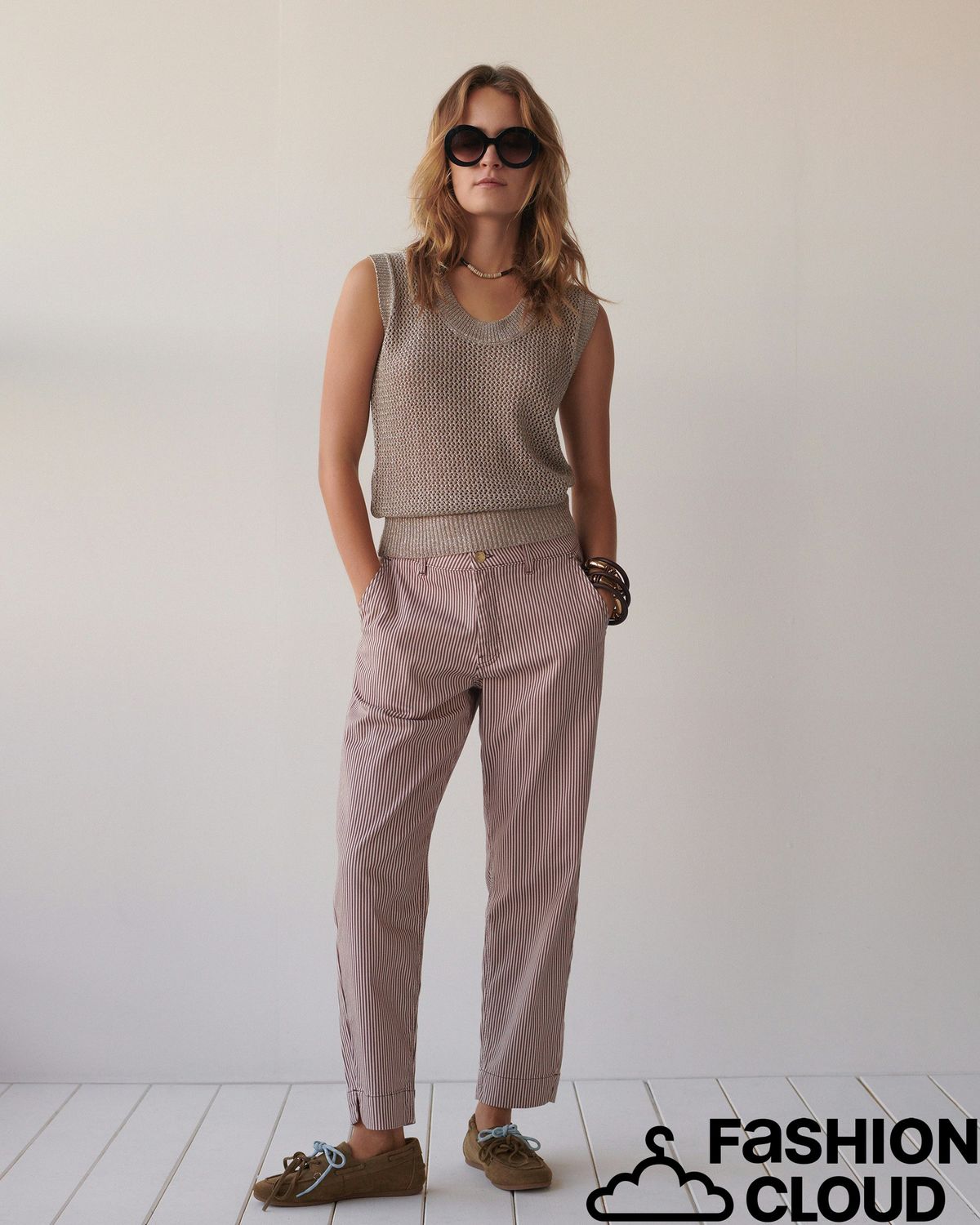 Summum Woman Chino pant Printed stripe twill 4s2988-12478 334