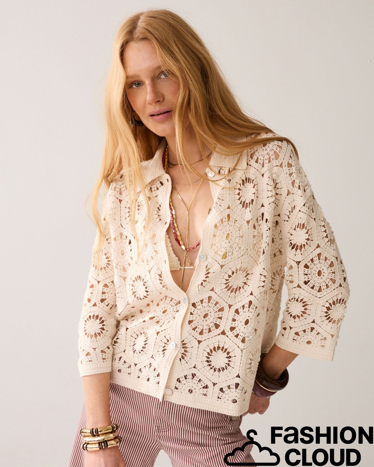 Summum Woman Short sleeve cardigan Crochet knit 7s8007-70079 702