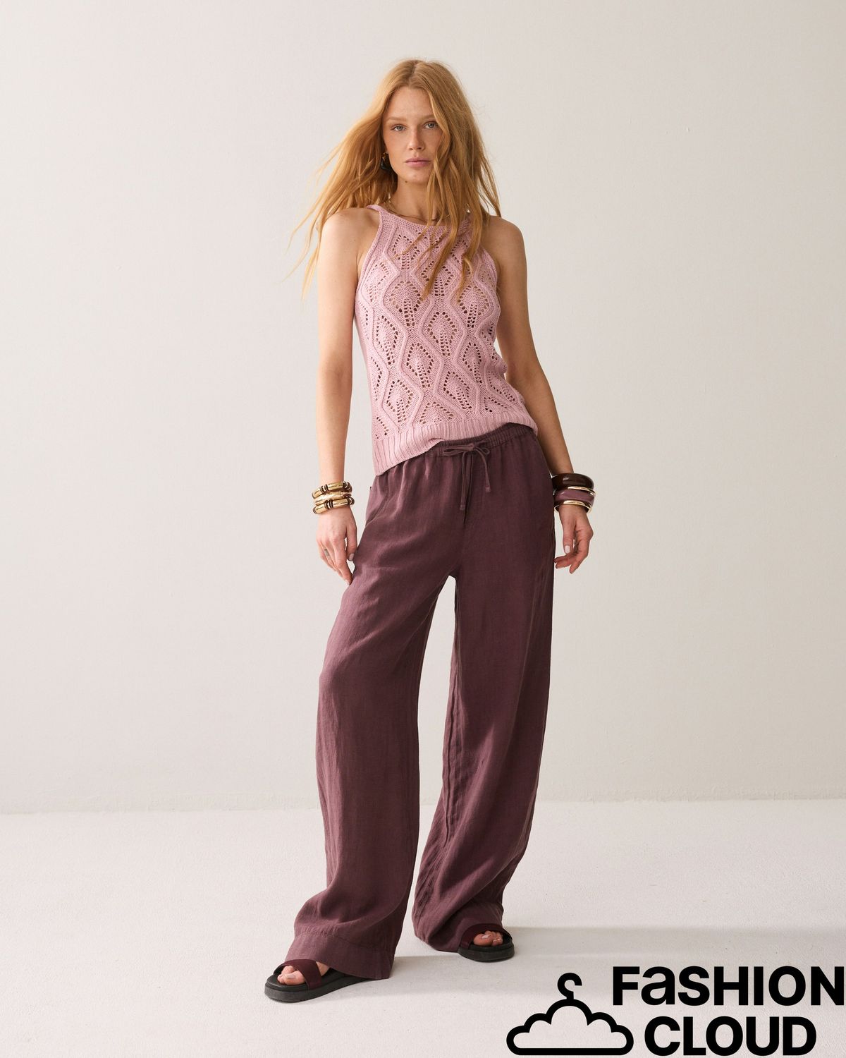 Summum Woman Wideleg pant Light linen 4s2984-12477 334