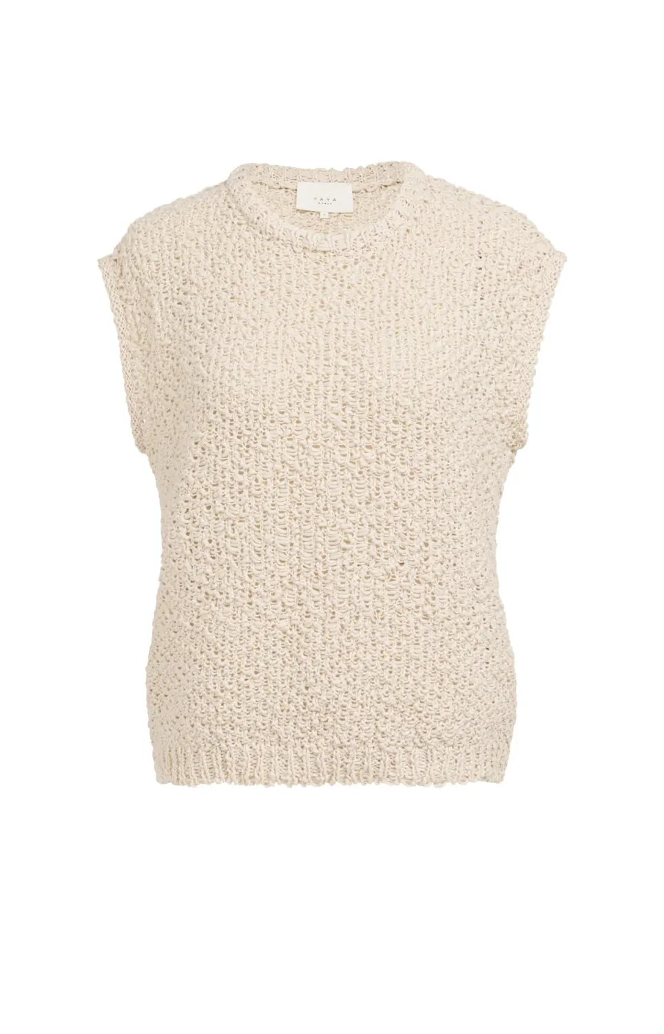 YaYa Textured sleeveless sweater 01-000586-605 CLOUD CREME WHITE