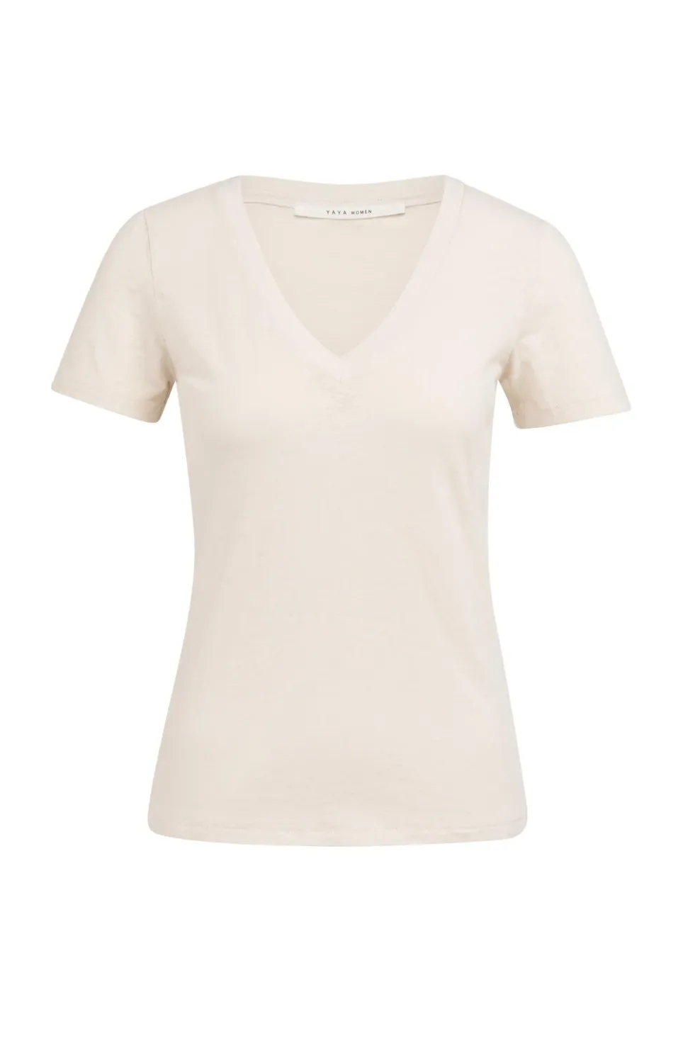 YaYa Short sleeve V-neck t-shirt wi 01-719094-605 CLOUD CREME WHITE