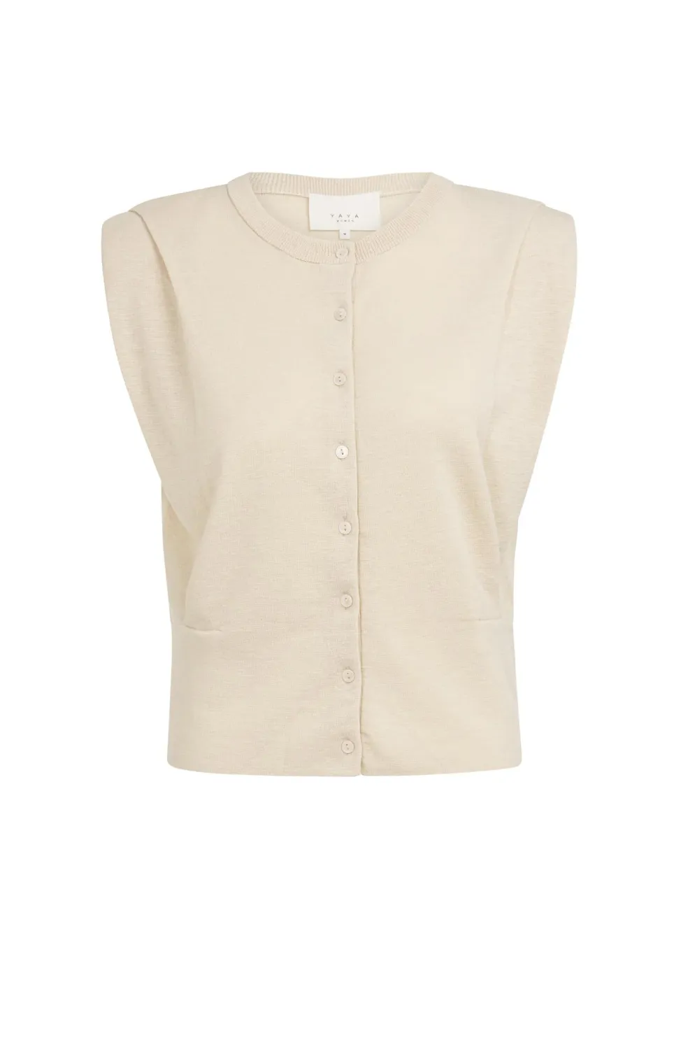 YaYa Shoulder detail cardigan with 01-010158-605 CLOUD CREME WHITE
