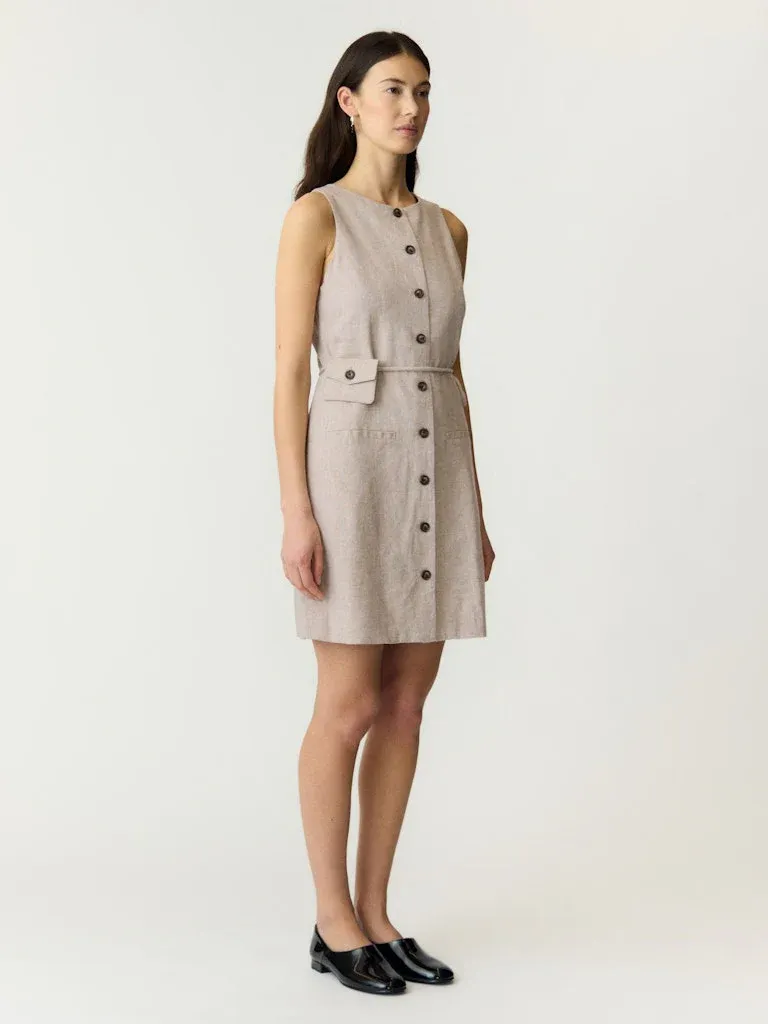 99999 - Algemene gro YASUSUMA SL LINEN BLEND DRESS 26040444 White Pepper
