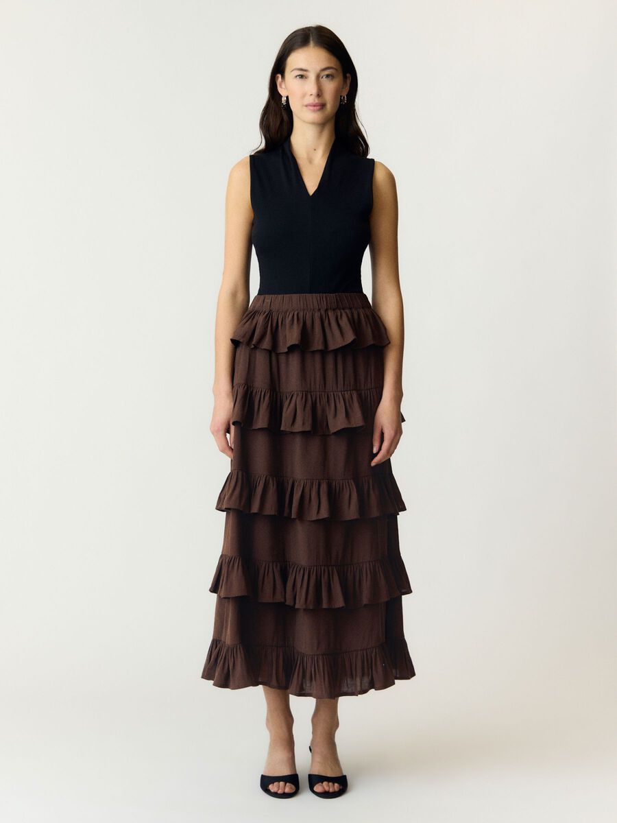 99999 - Algemene gro YASWIMA HW ANKLE SKIRT S. 26040616 Coffee Bean