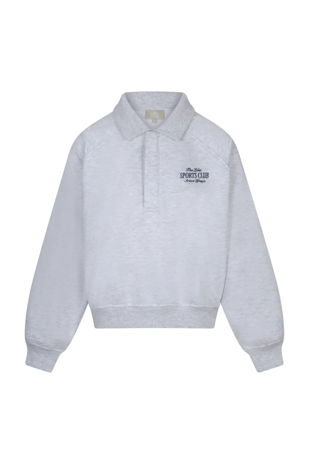 The Lola Club Alix Polo Sweater Alix-001 Light Grey Melange