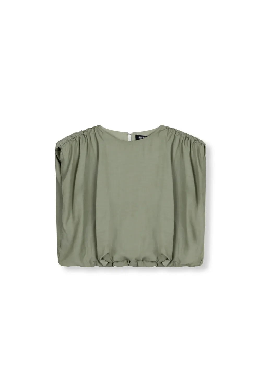 Refined ladies woven flowy cropped blouse LI R2606830193 army