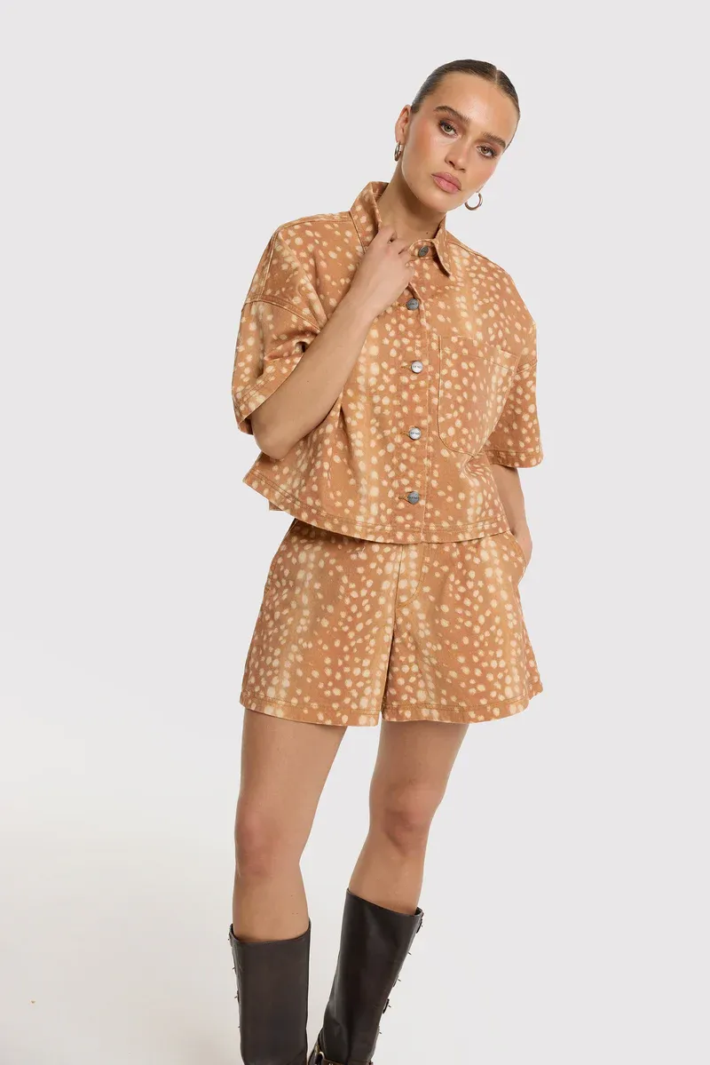 Refined ladies woven cropped blouse bambi pr R2606975203 bambi print