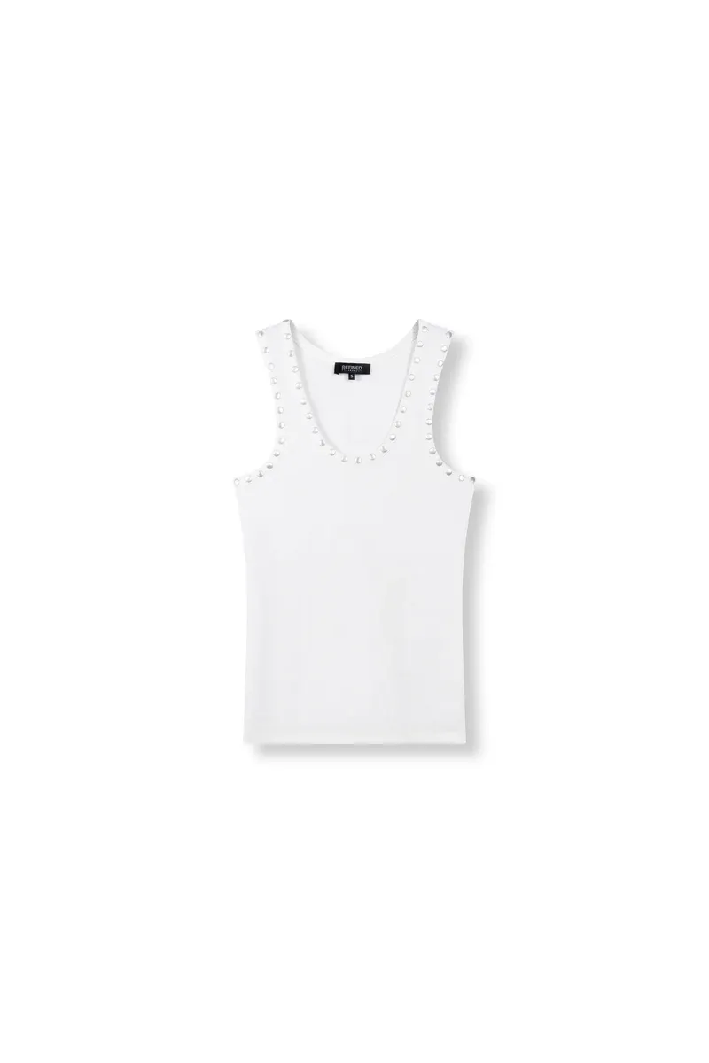 Refined ladies knitted singlet studs BENTE R2606812201 off white