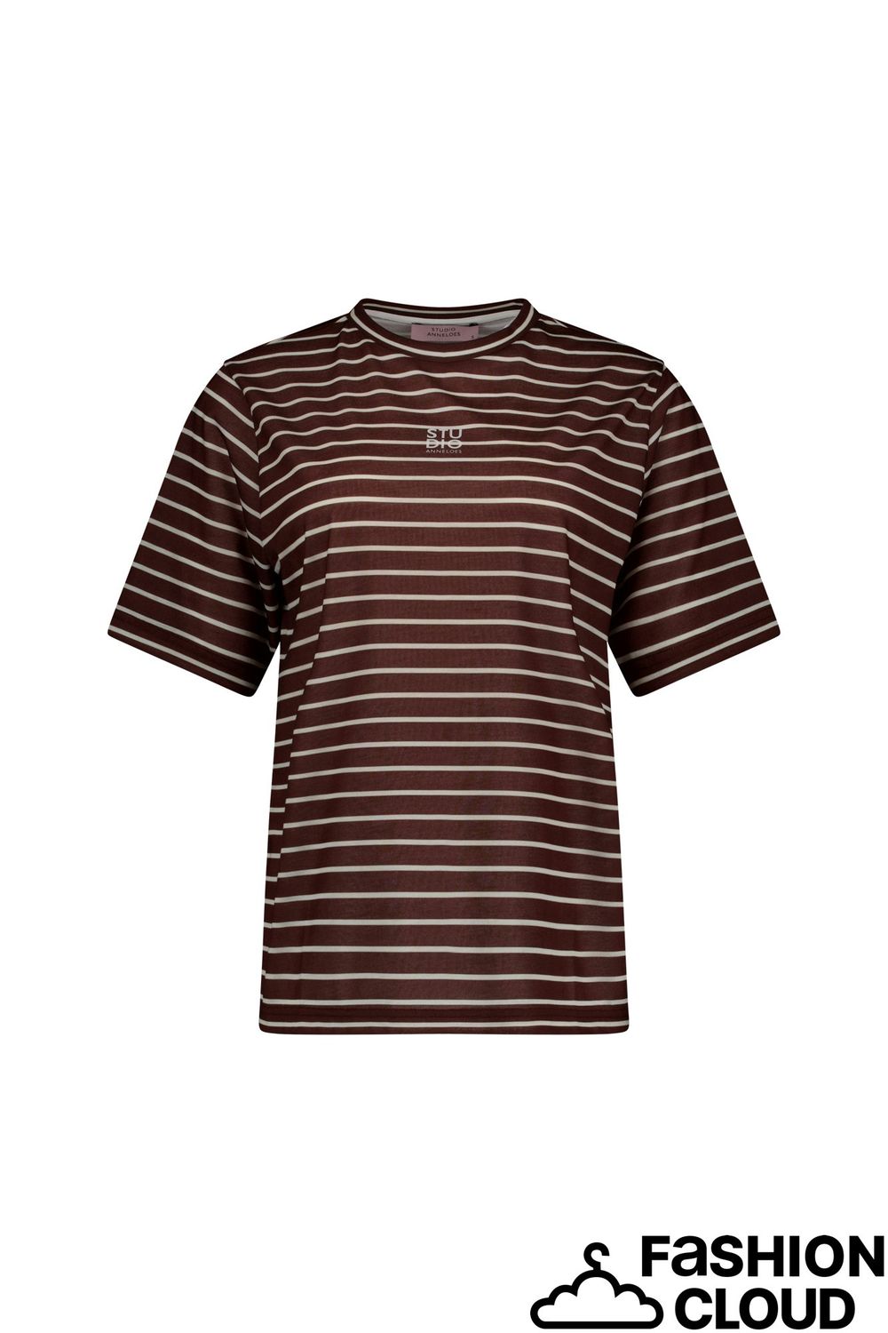 Studio Anneloes Stripe studio floor t-shirt 13982 chestnut/off white