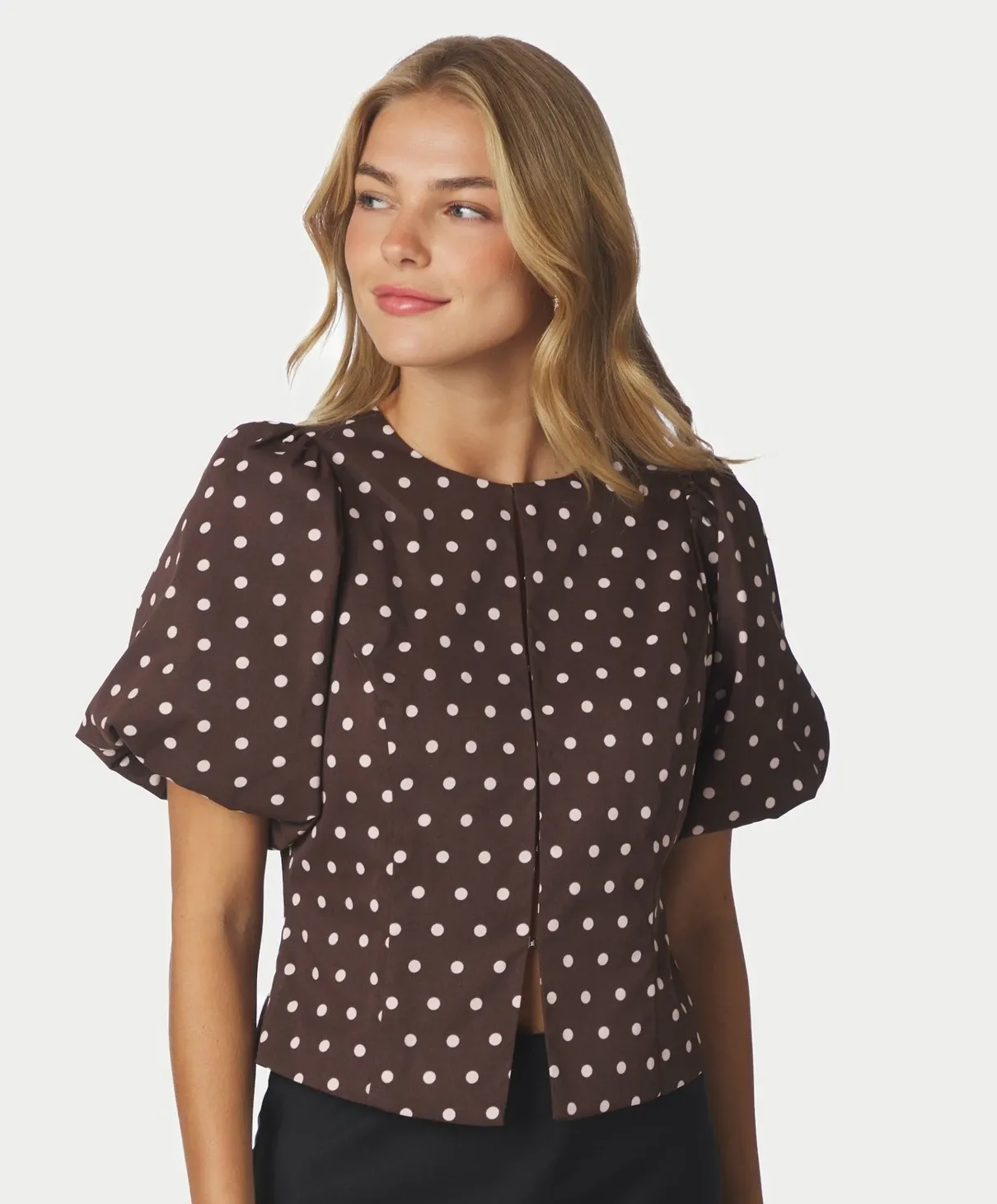 Neo Noir Anela blouse met stippen – bruin