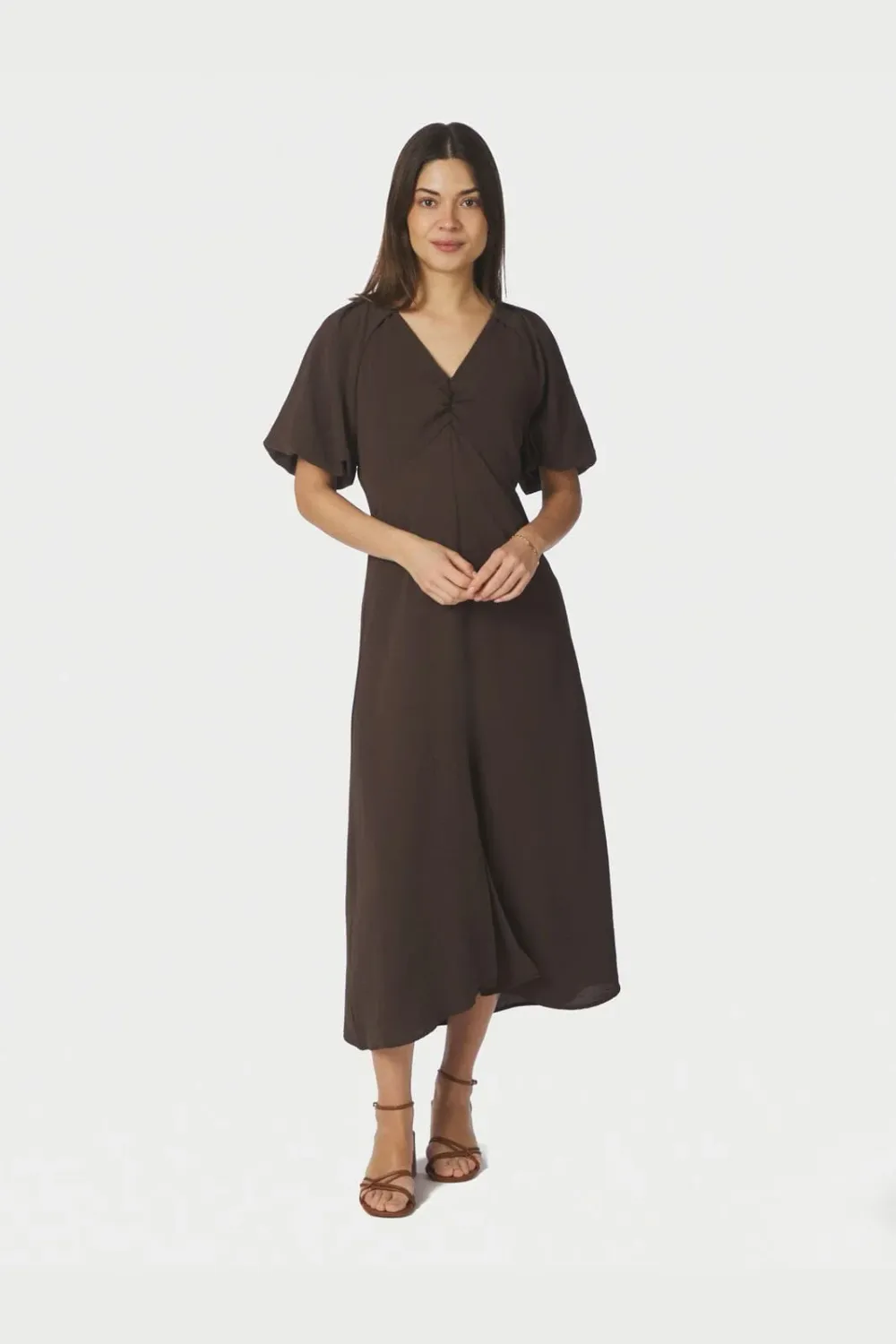 Neo Noir Bomba Structure Solid Dress 169248 Dark brown