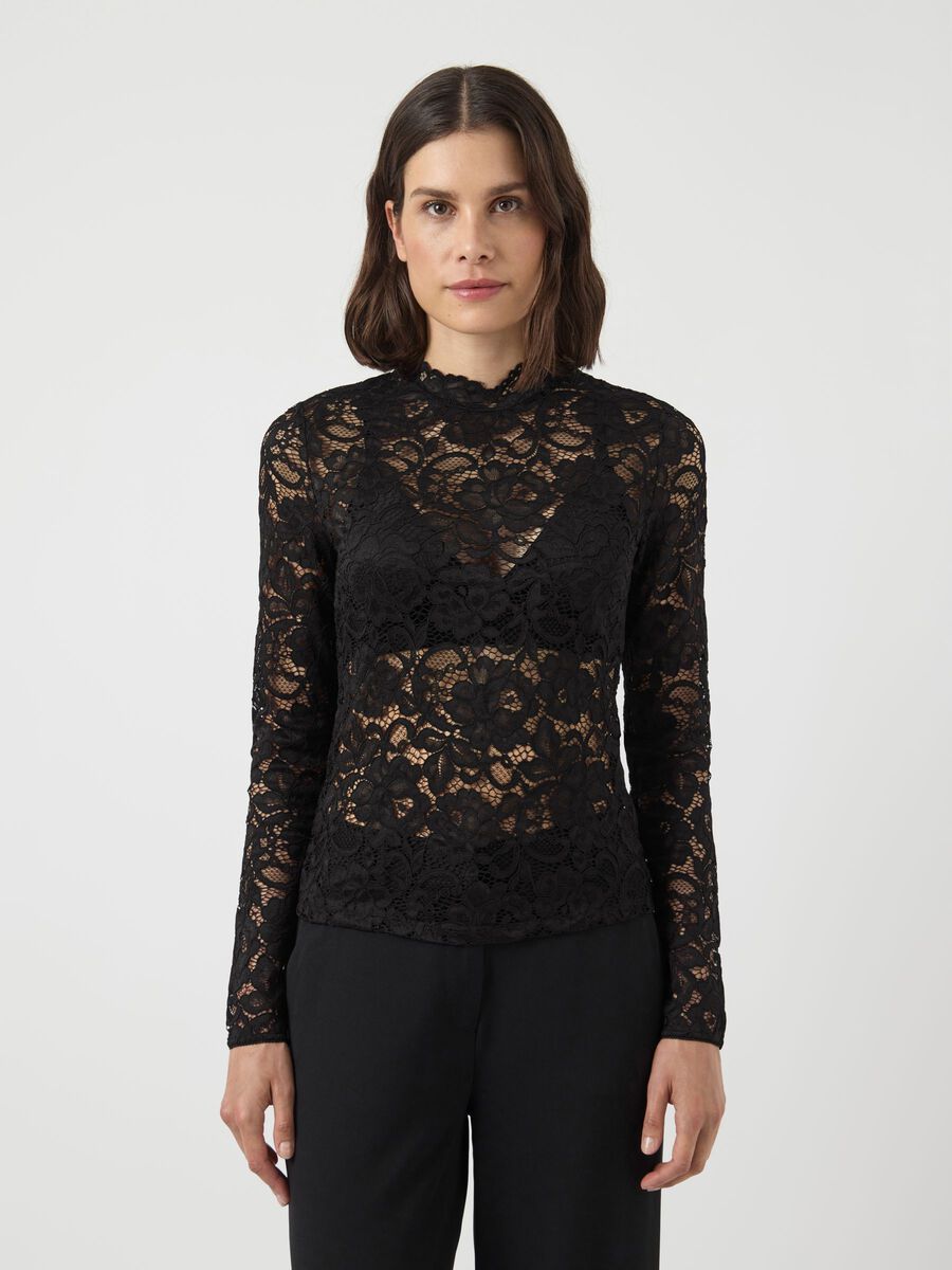 99999 - Algemene gro YASLACEY LS LACE TOP S. NOOS 26039992 Black
