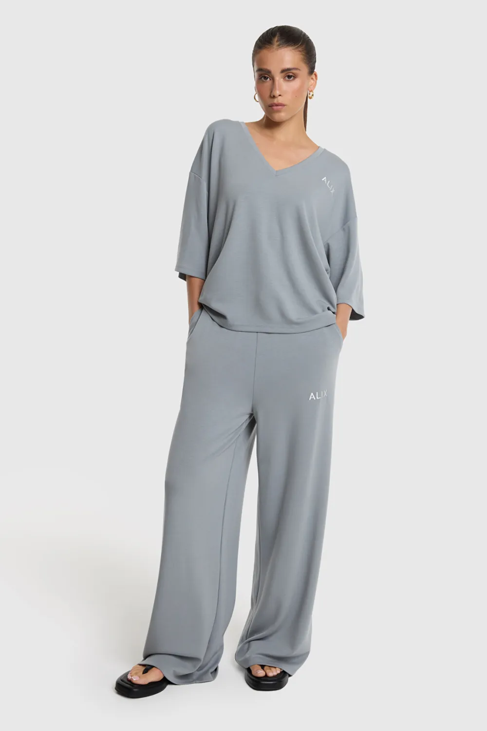 Alix the Label SCUBA WIDE LEG PANTS 2607160793 light grey