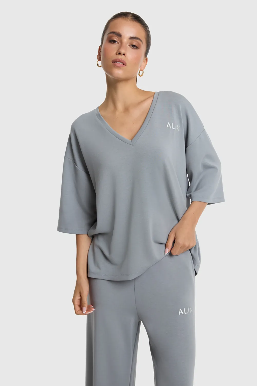 Alix the Label SCUBA V-NECK TOP 2607860794 light grey