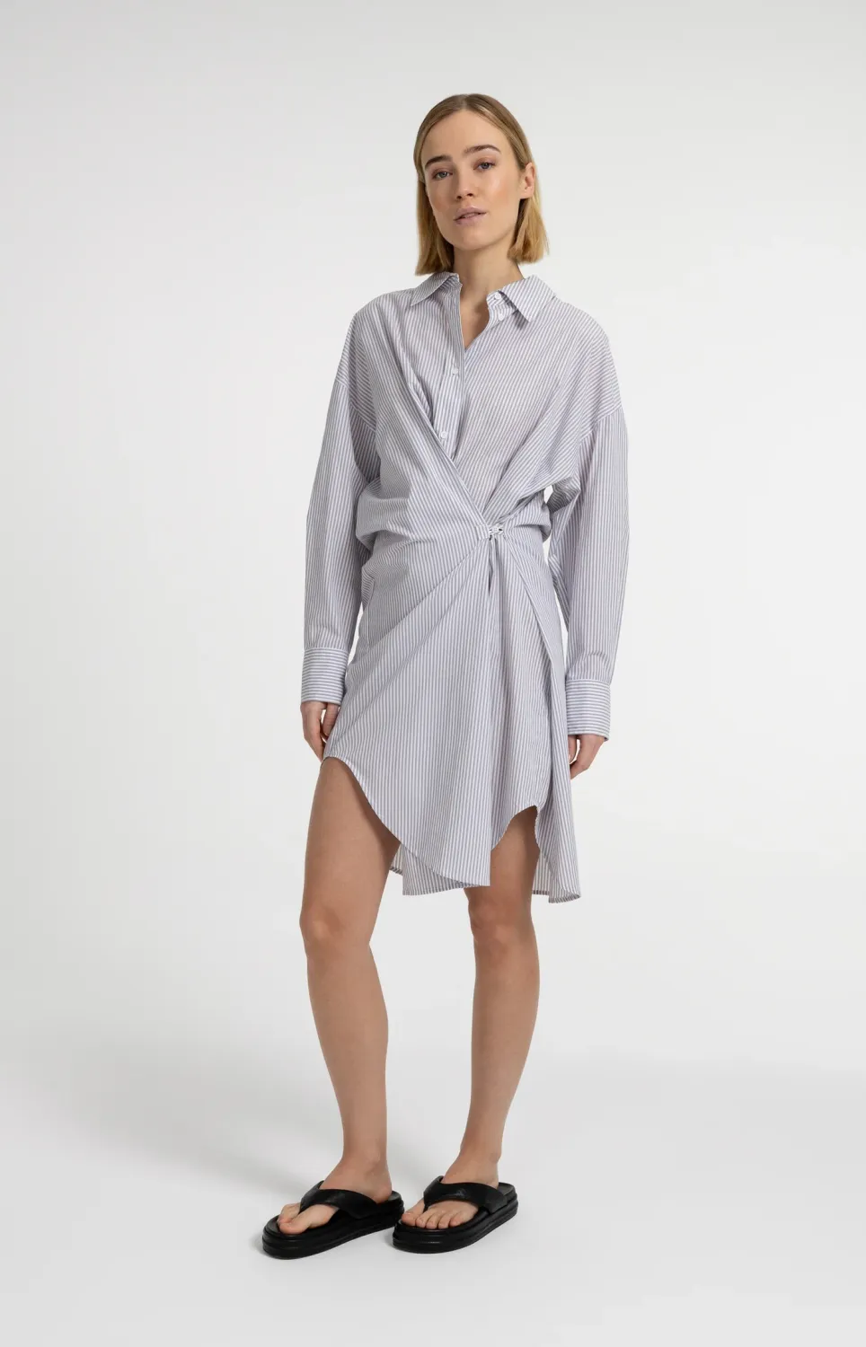 YaYa Gestreepte blousejurk 01-601211-606 STORM CLOUD GREY DESSIN