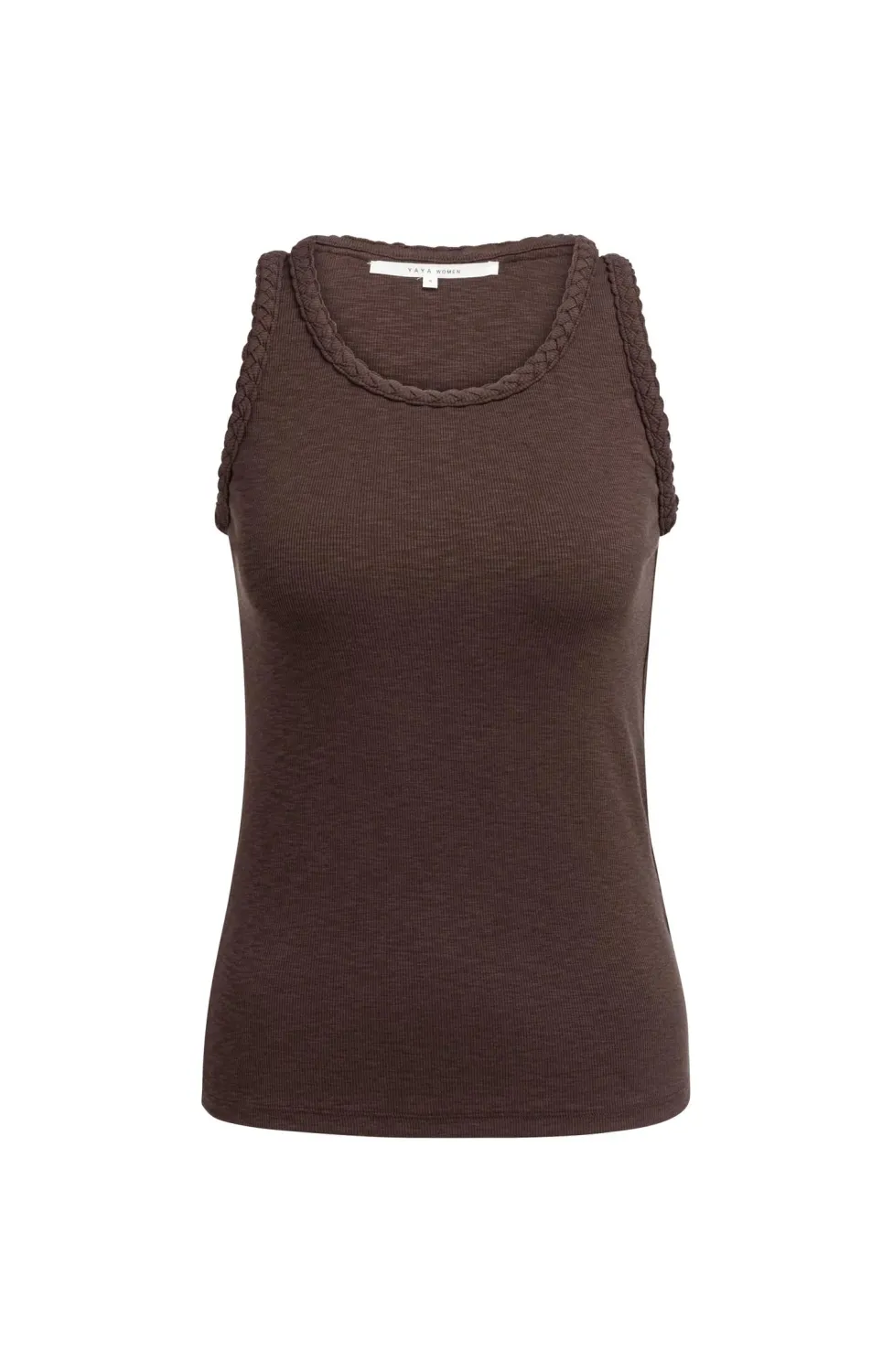 YaYa Haltertop met gevlochten hals 01-701402-606 AUBERGINE PURPLE