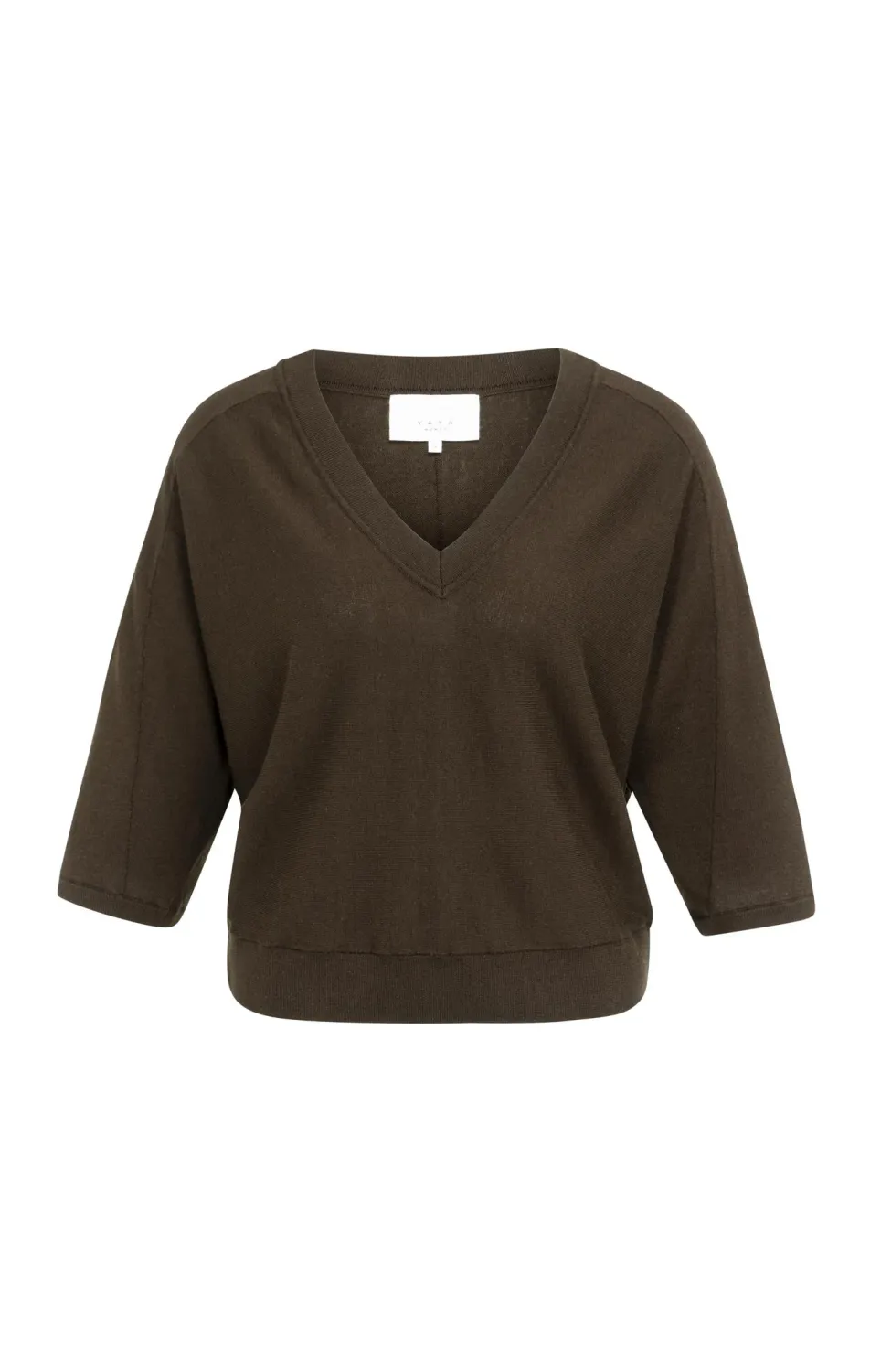 YaYa V-hals trui met naaddetails 01-000609-607 DELICIOSO BROWN MELA