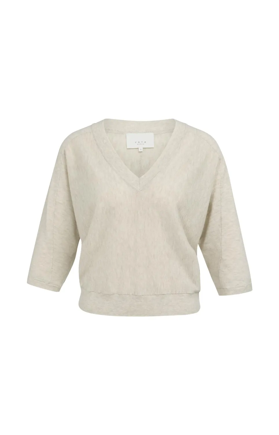 YaYa V-hals trui met naaddetails 01-000609-607 BEIGE MELANGE