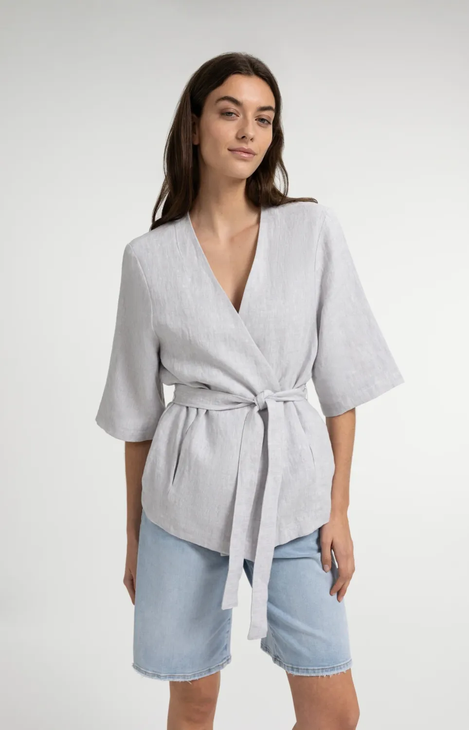 YaYa Linnen wikkeljasje 02-001078-606 ALABASTER GRAY MELAN