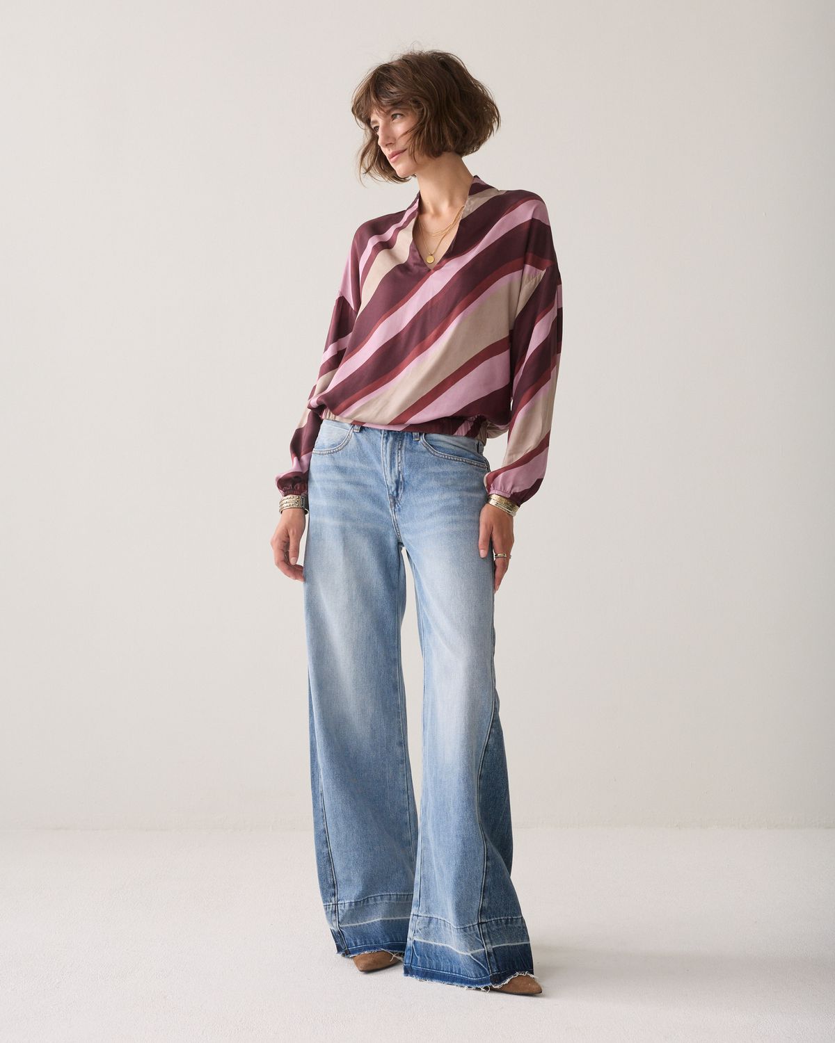 Summum Woman Top v neck Stripe printed 2s3560-12488 120