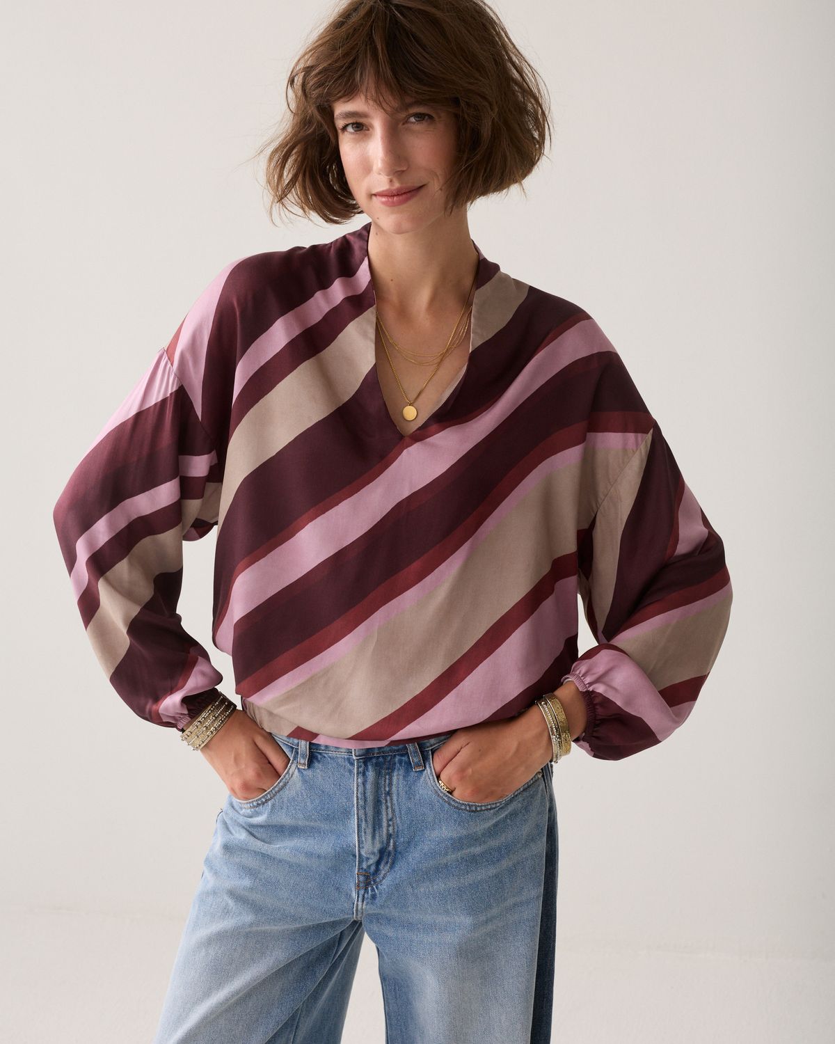 Summum Woman Top v neck Stripe printed 2s3560-12488 120