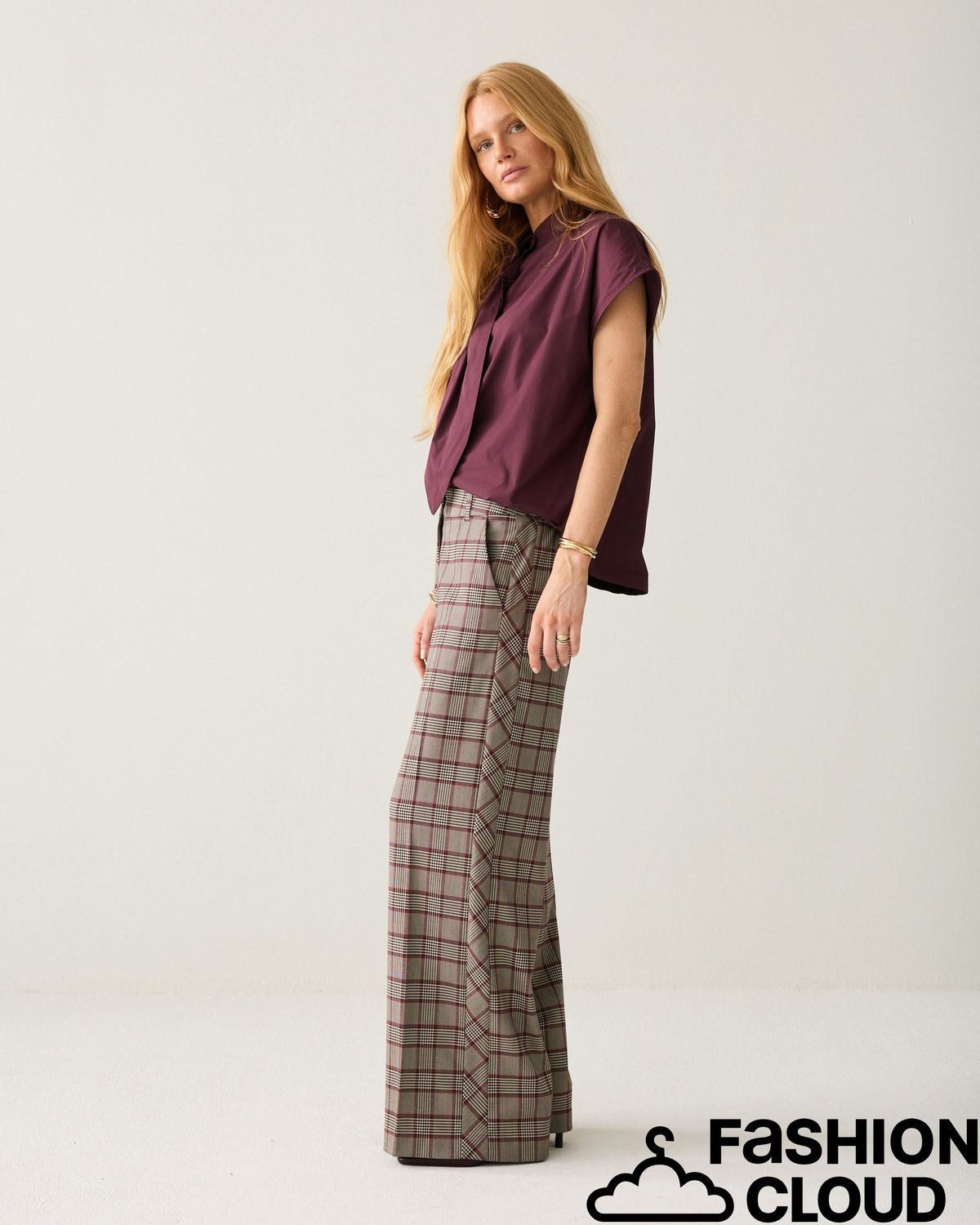 Summum Woman Trousers Check burgundy 4s3040-12482 120