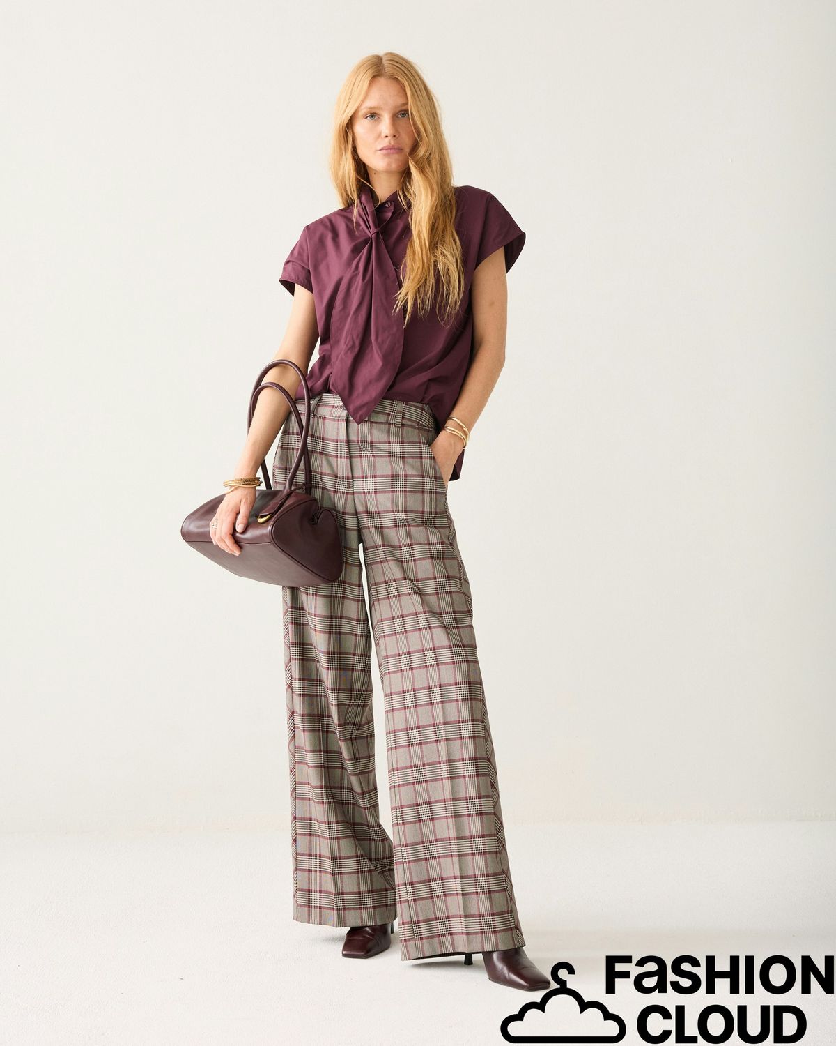 Summum Woman Trousers Check burgundy 4s3040-12482 120