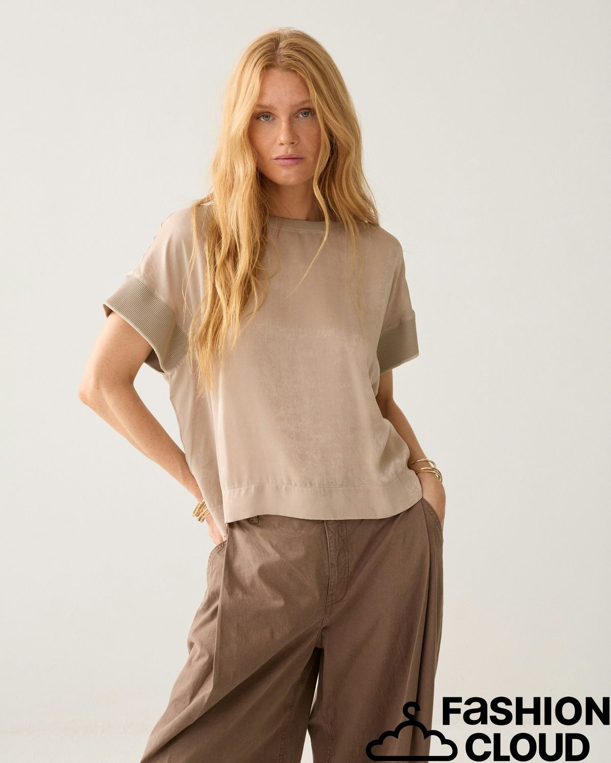 Summum Woman Satin jersey mix Boxy top 3s5330-30797 708