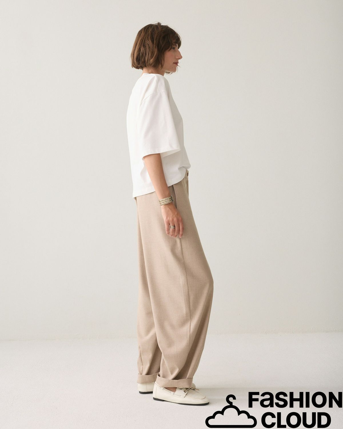 Summum Woman Trousers barrel fit Twill melange 4s3041-12481 708