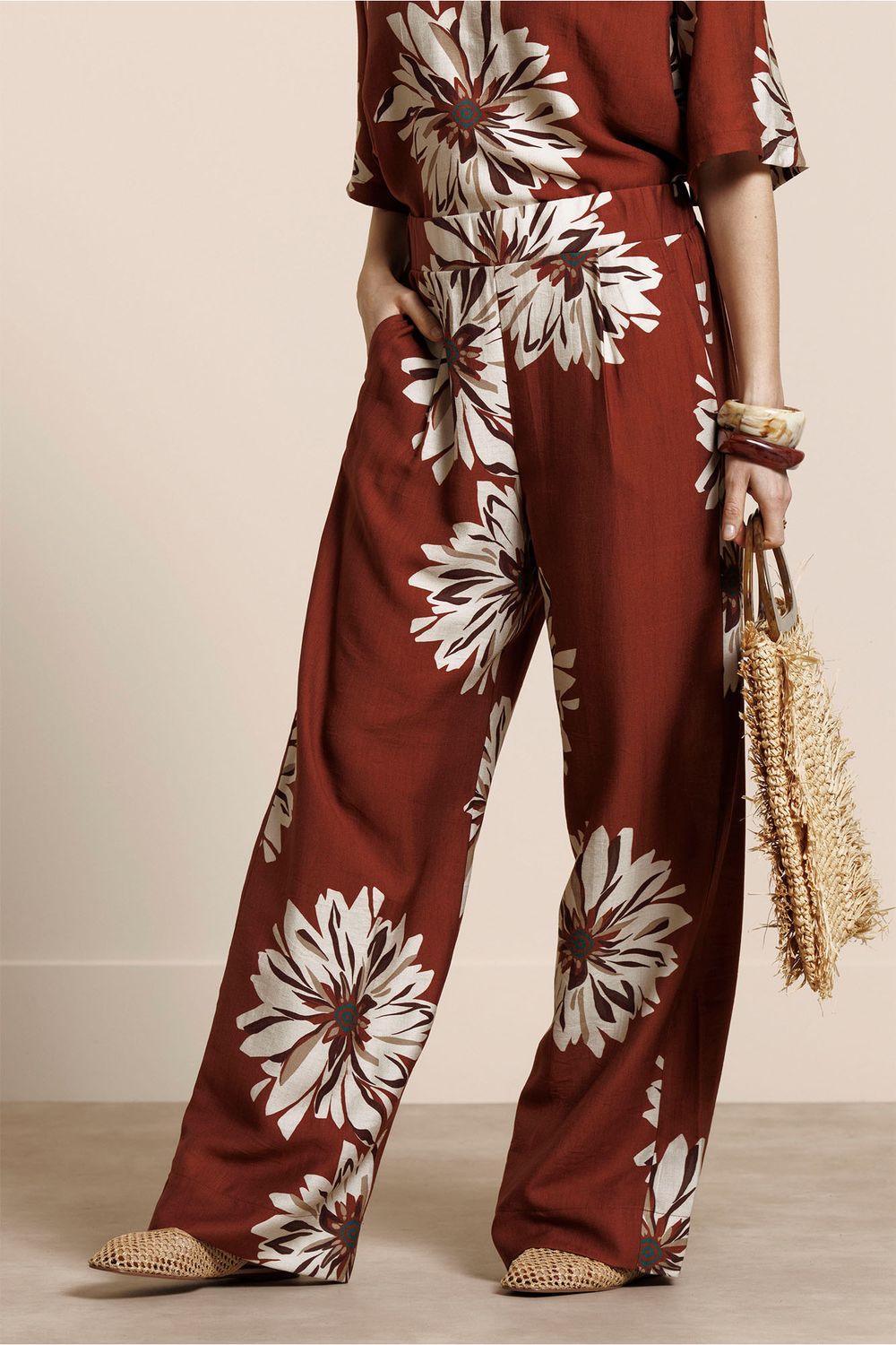 Studio Anneloes Bruce flower trousers 14071 rust