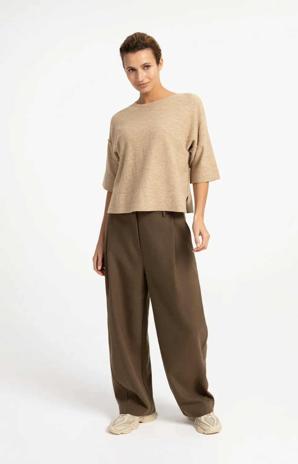 YaYa Oversized gebreid t-shirt 01-000621-608 BEIGE MELANGE