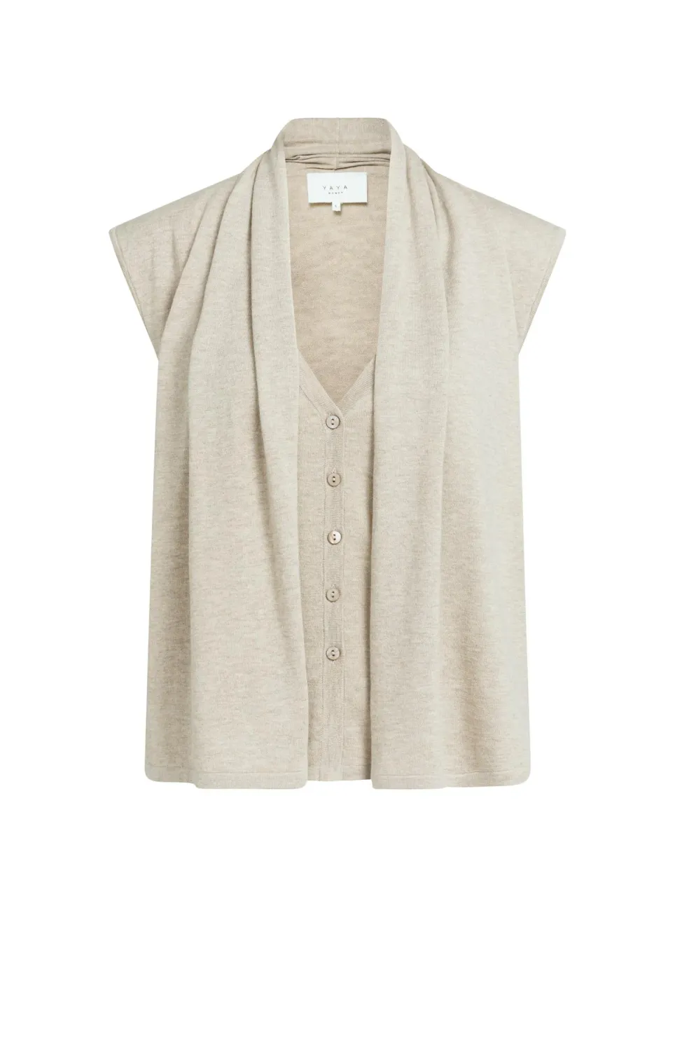 YaYa Mouwloos vest met dubbele laag 01-010176-608 PURE CASHMERE BROWN