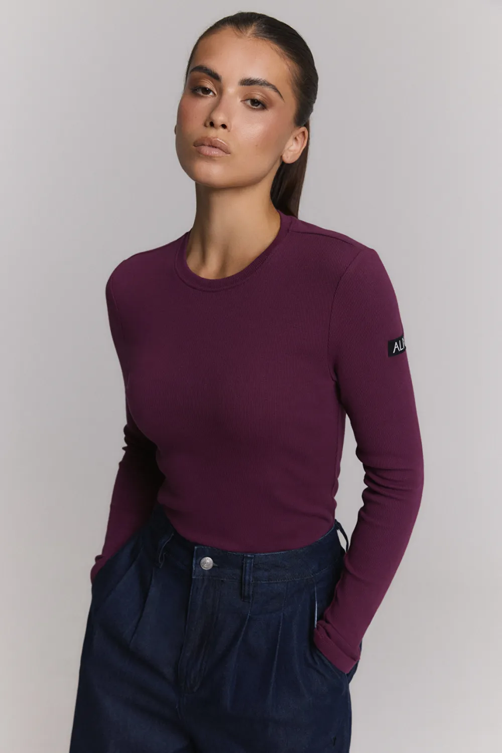Alix the Label RIB LONGSLEEVE T-SHIRT 2608870945 aubergine