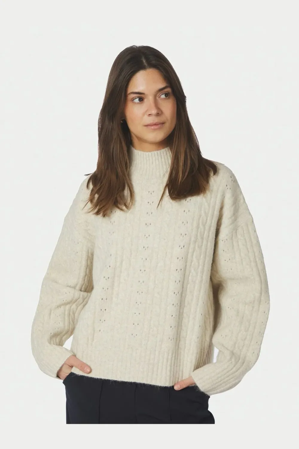 Neo Noir Anda Cable Knit Blouse 168520 Ivory