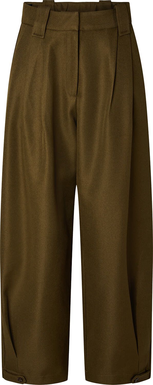 Y.A.S Colera enkellange broek – donker olijfgroen