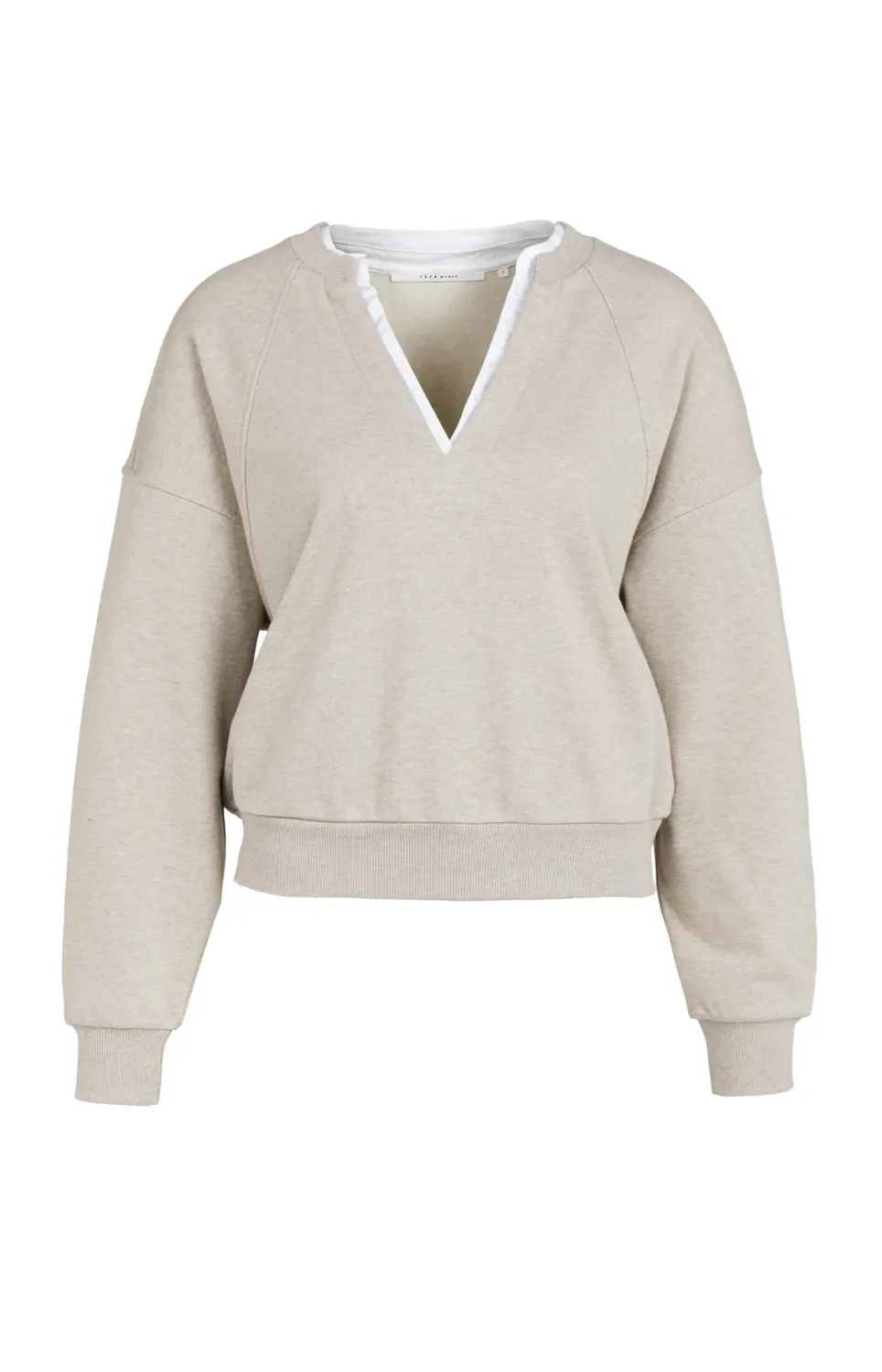 YaYa Sweatshirt met V-hals en gewev 01-109127-608 PURE CASHMERE BROWN