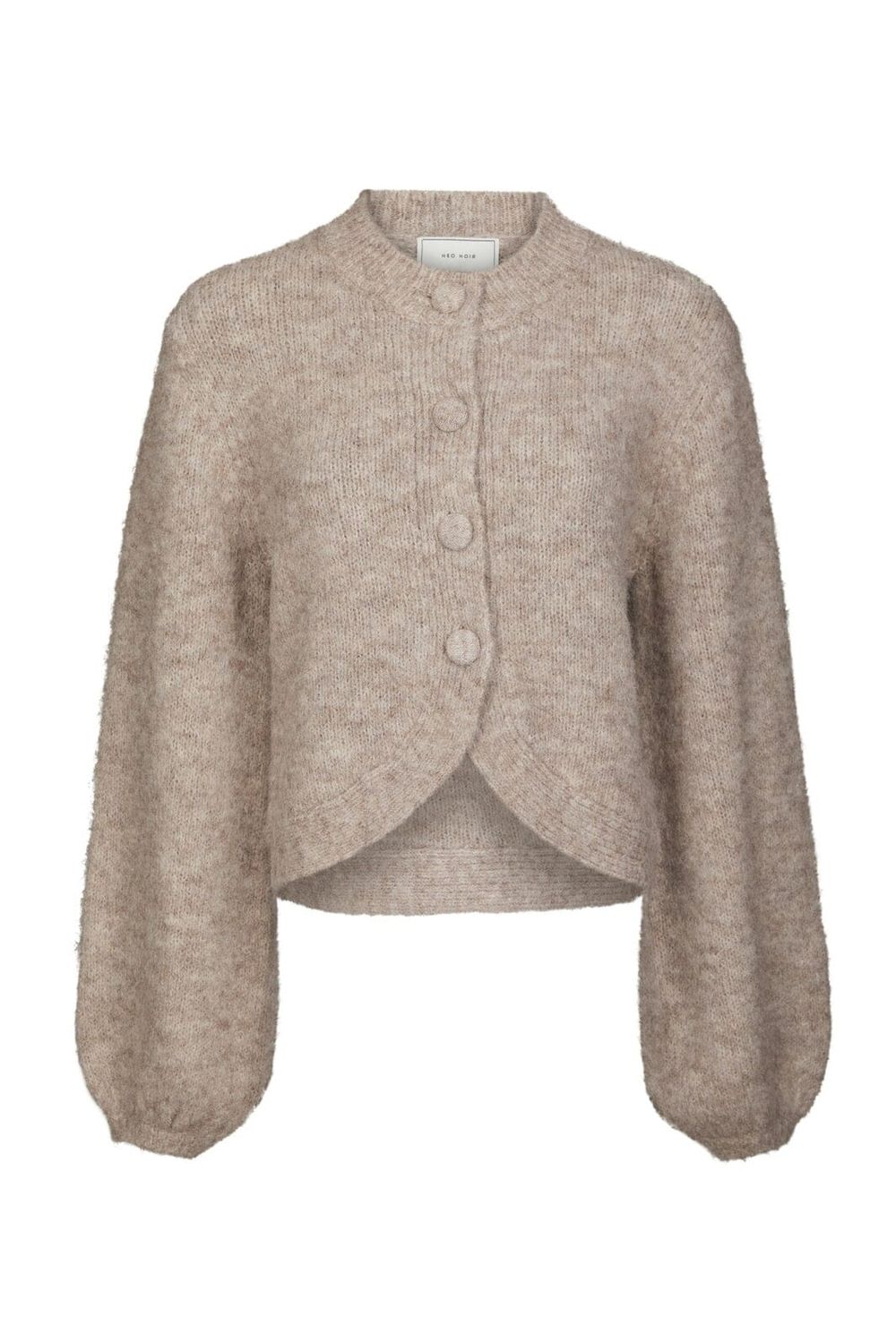 Neo Noir Gio Fluffy Knit Cardigan 168524 Beige Melange