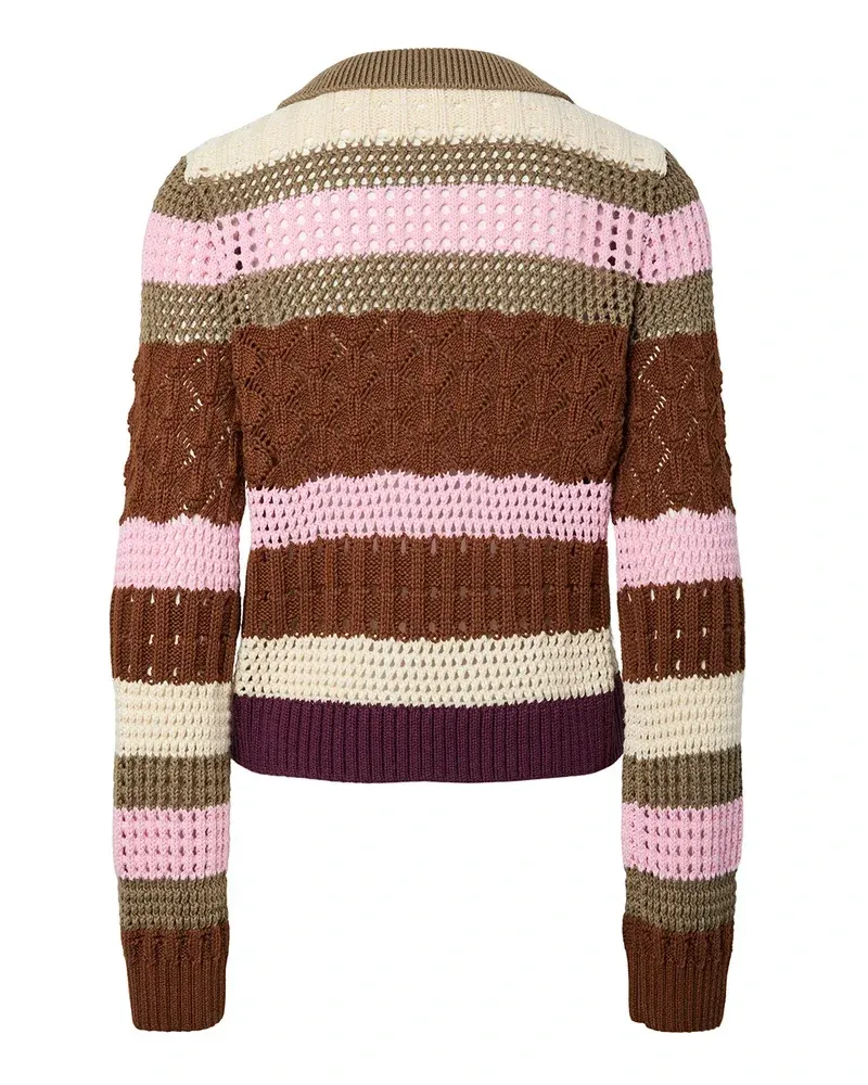 Y.A.S Kala korte gebreide trui – roze multicolor
