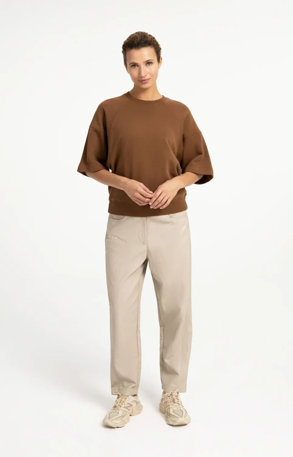 YaYa Kunstleren broek met wortelmod 01-309289-608 TEAK BROWN