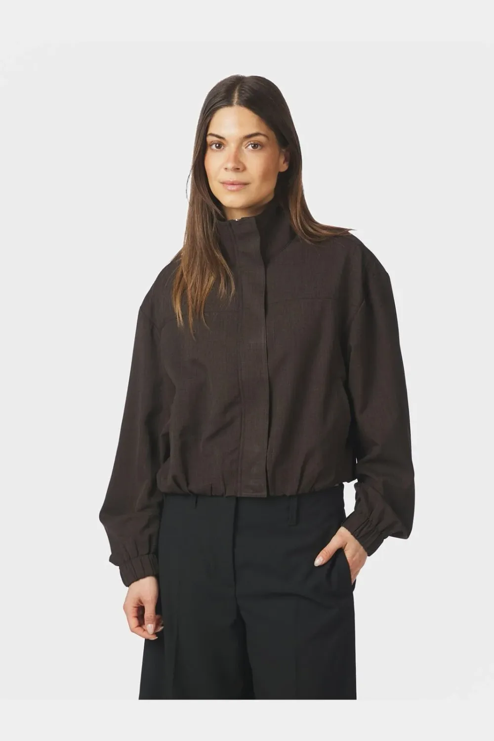 Neo Noir Felicity Zip Blouse 170348 Dark brown