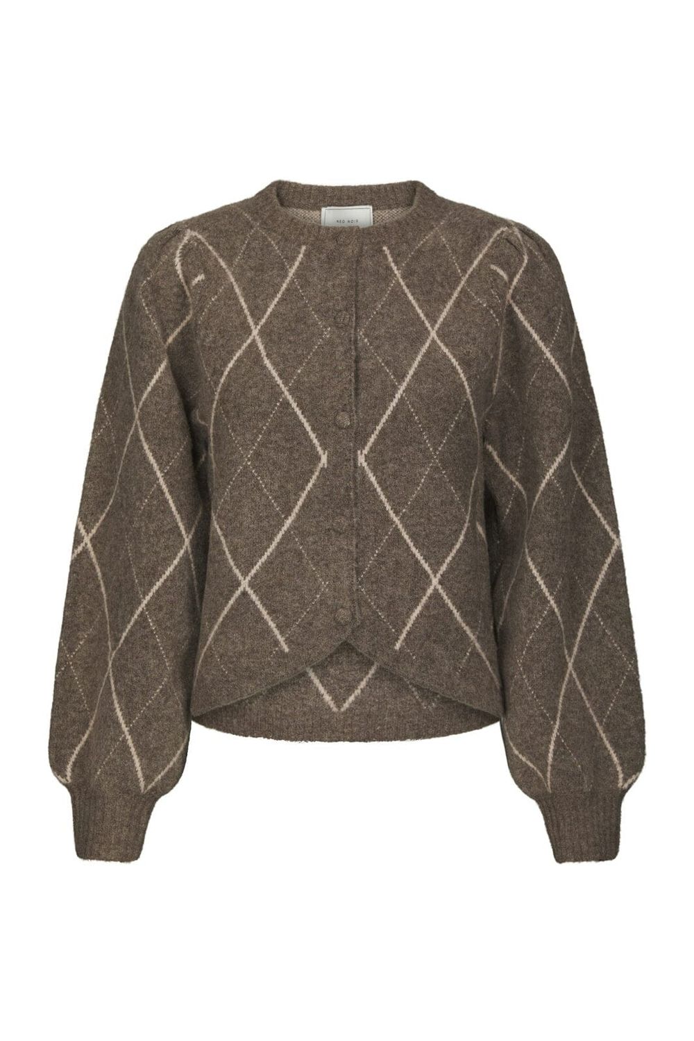 Neo Noir Koteas Check Knit Cardigan 168893 Taupe